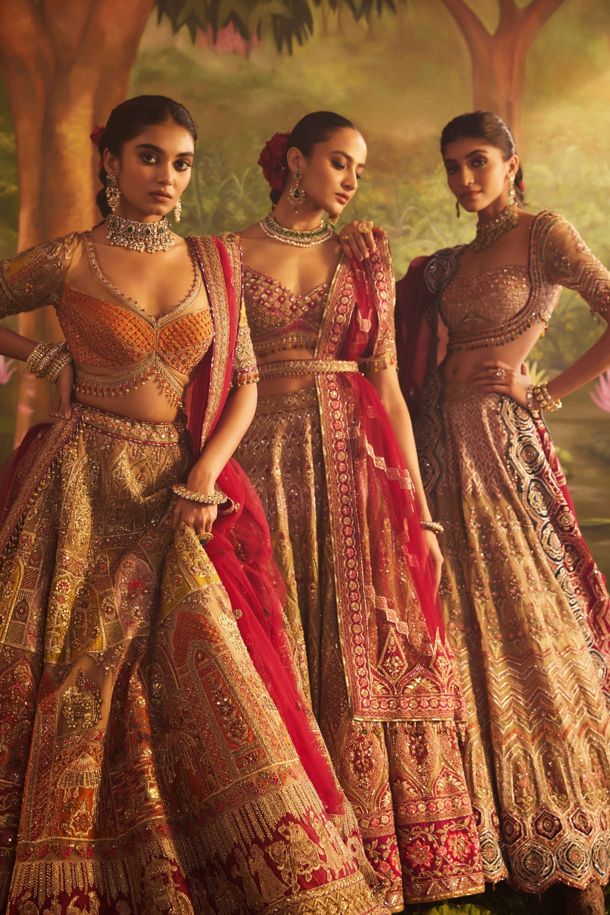 Mustard Orange Tulle Lehenga Set