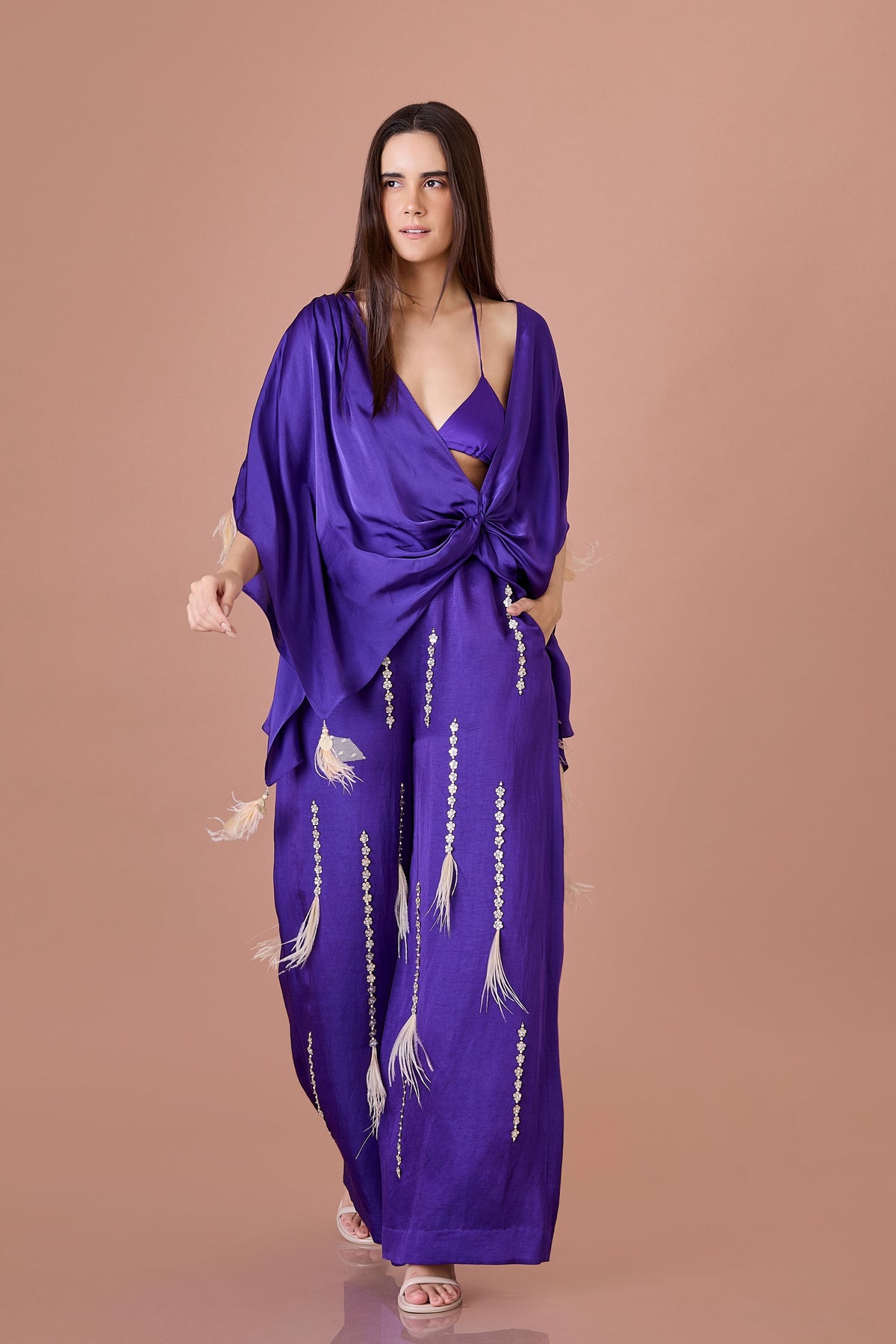 Purple Pleated Kaftan