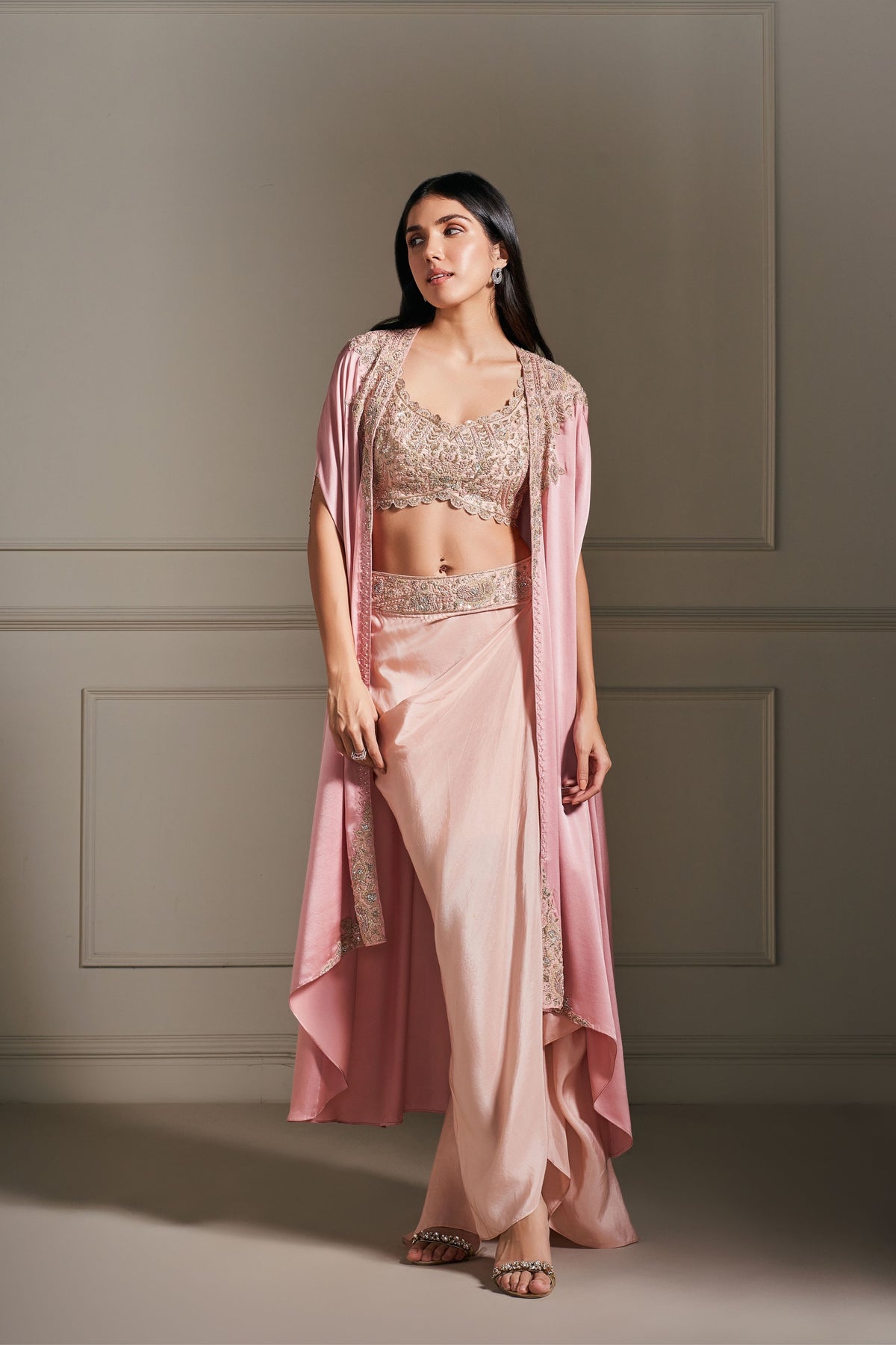 Chic Majesty Embellished Pink Cape