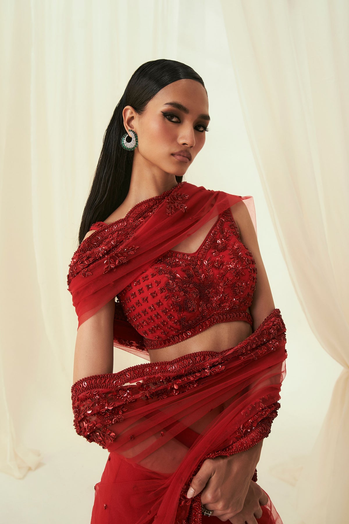 Red Lina Saree with Blouse