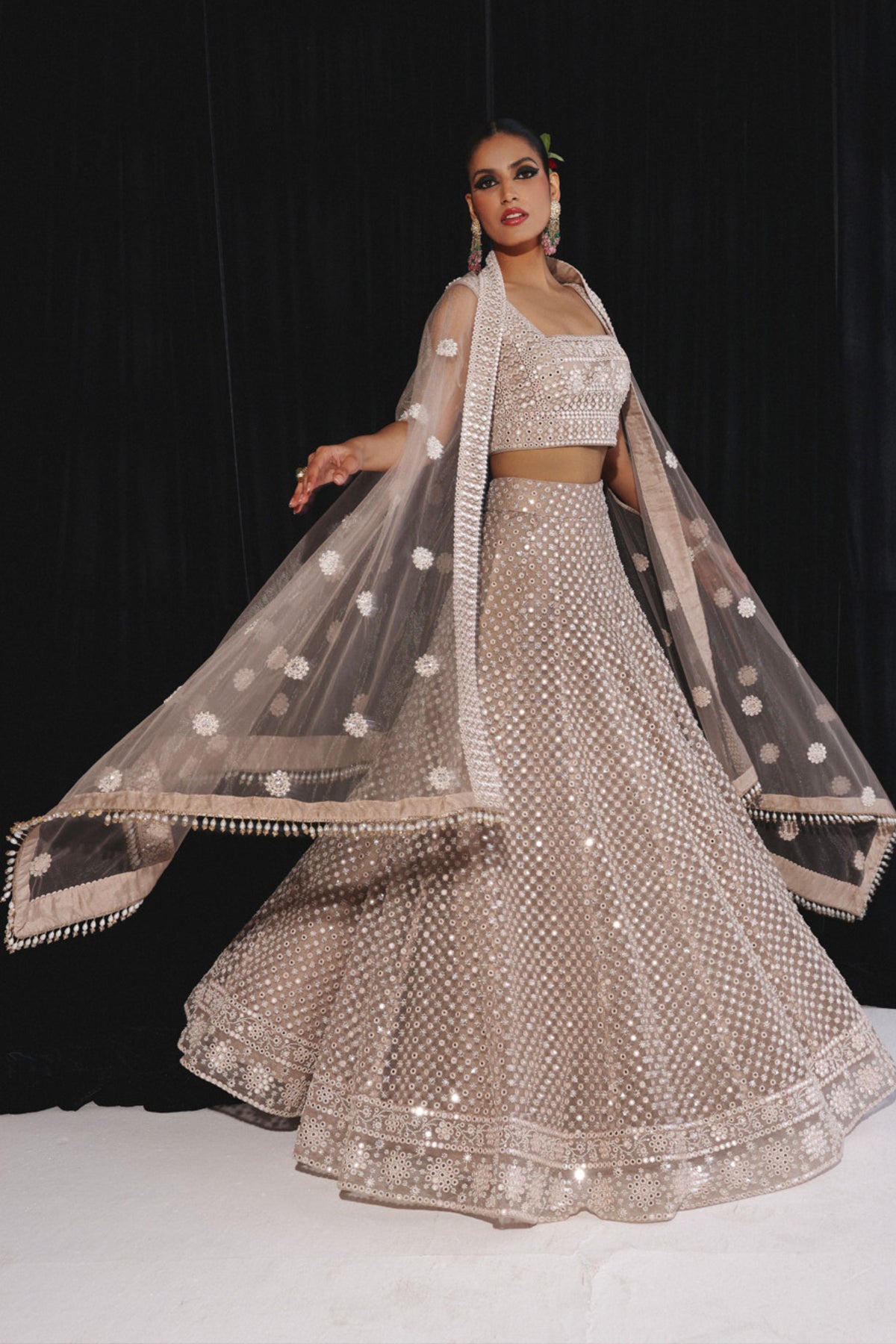 Mirrorwork and Beadwork Lehenga Set