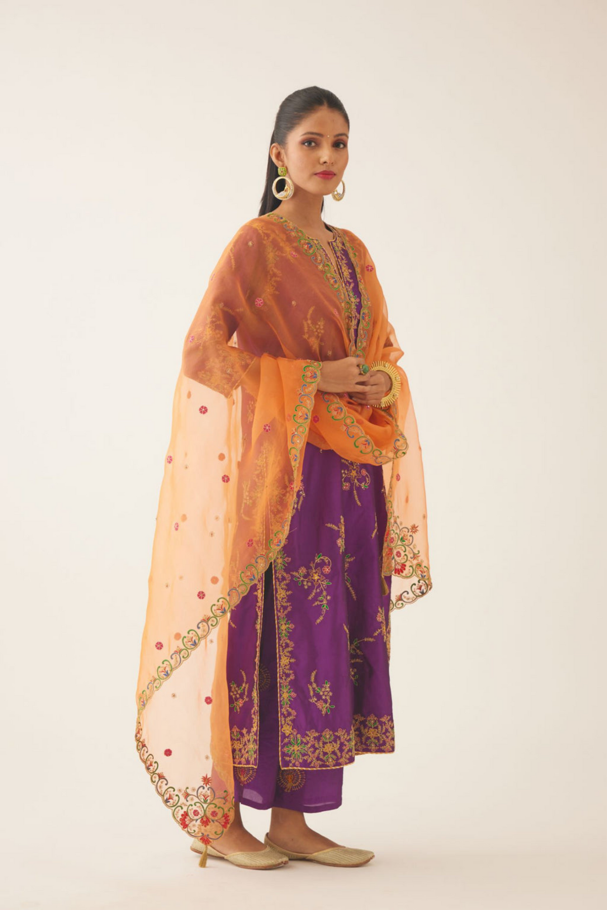 Plum Purple Straight  Silk Kurta Set