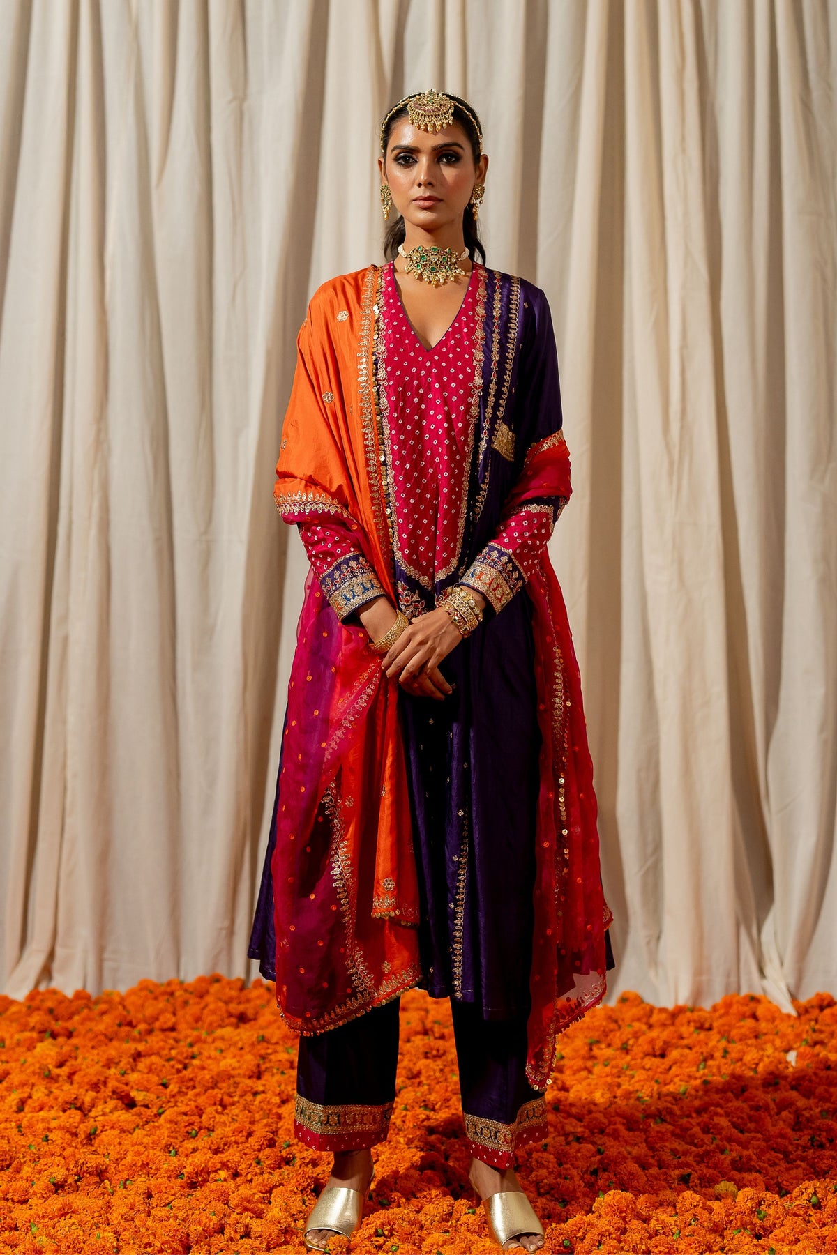 Neelmani Orange Pink Dupatta