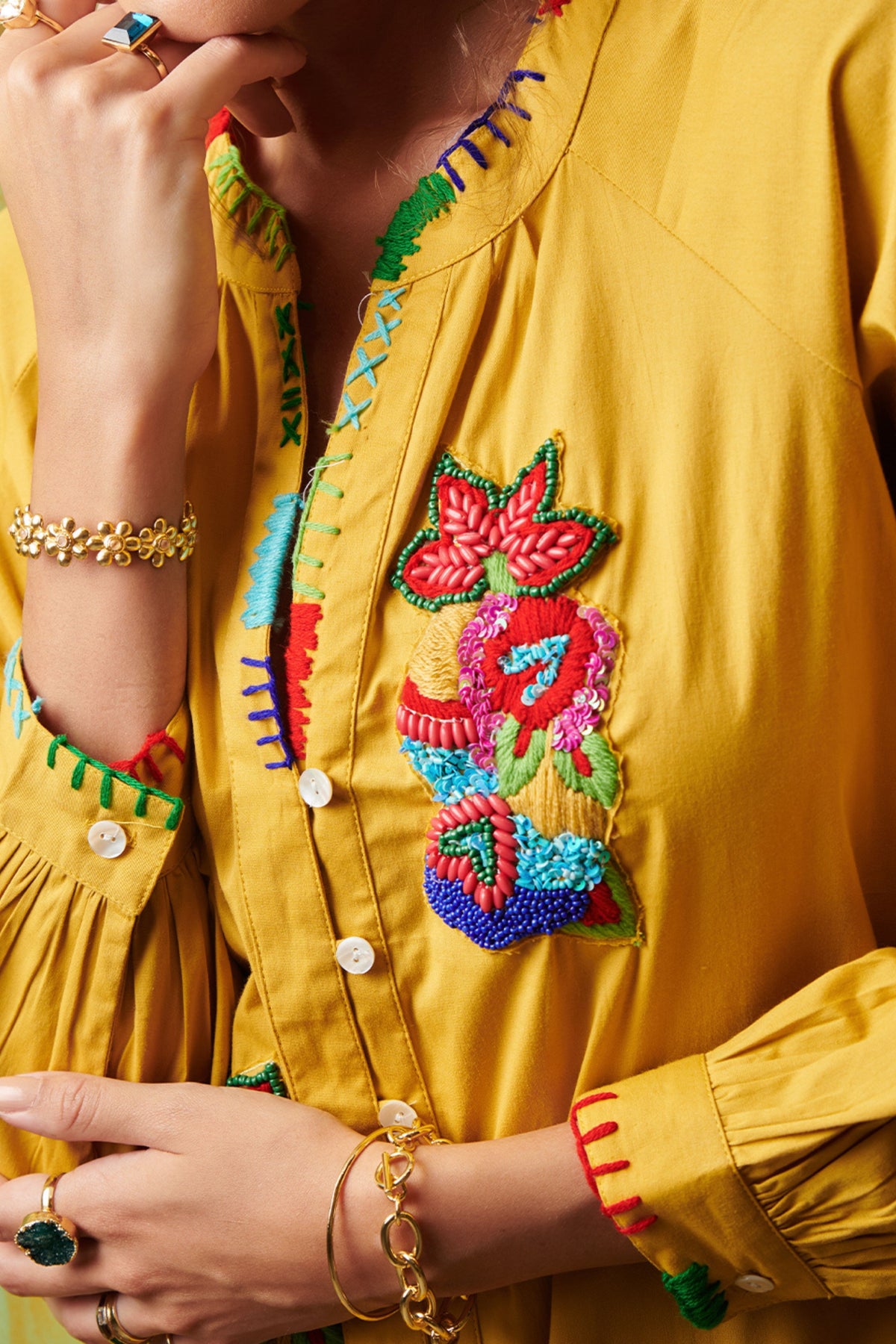 Poplin Mustard Shirt Dress