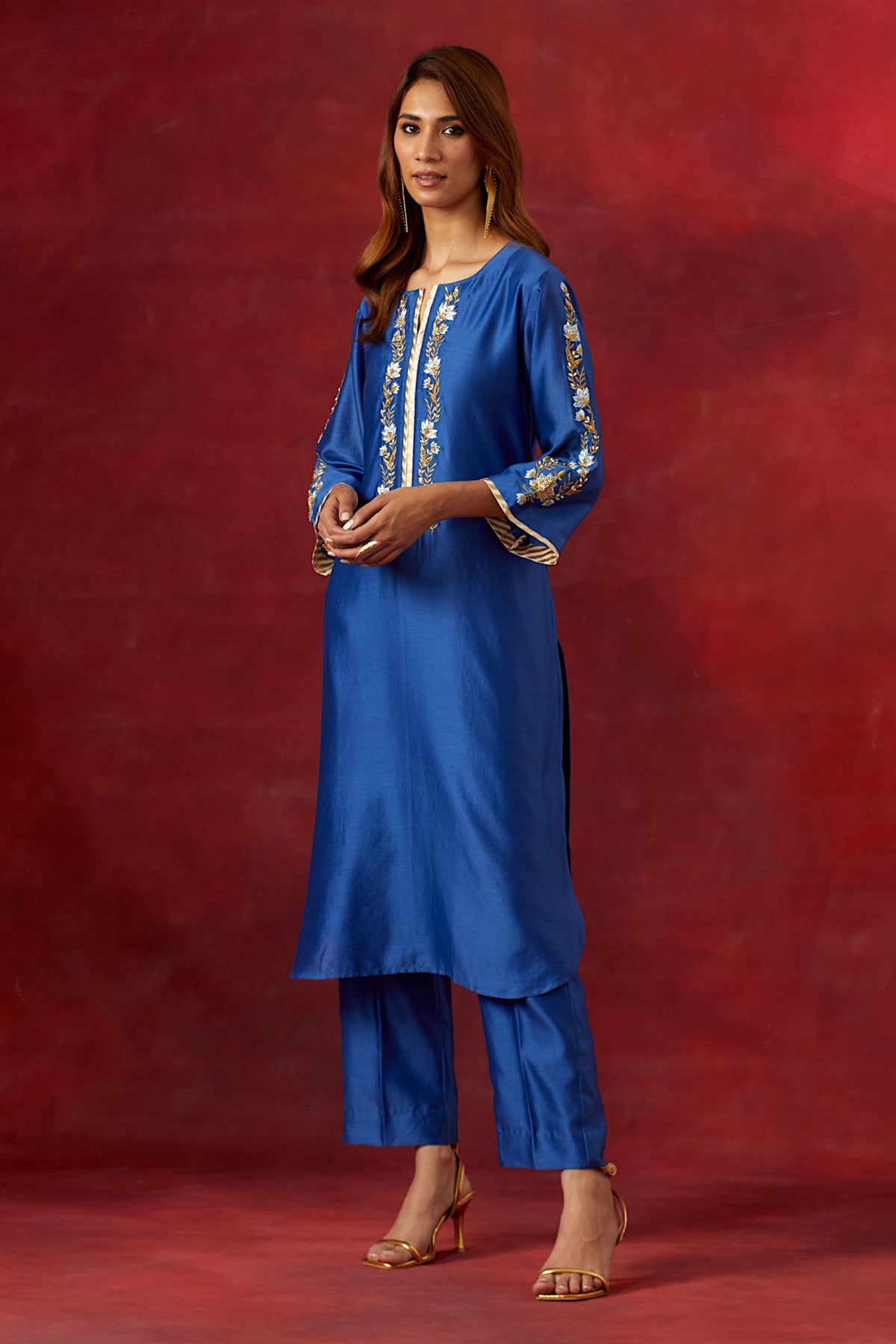 Blue Round Hem Kurta Set