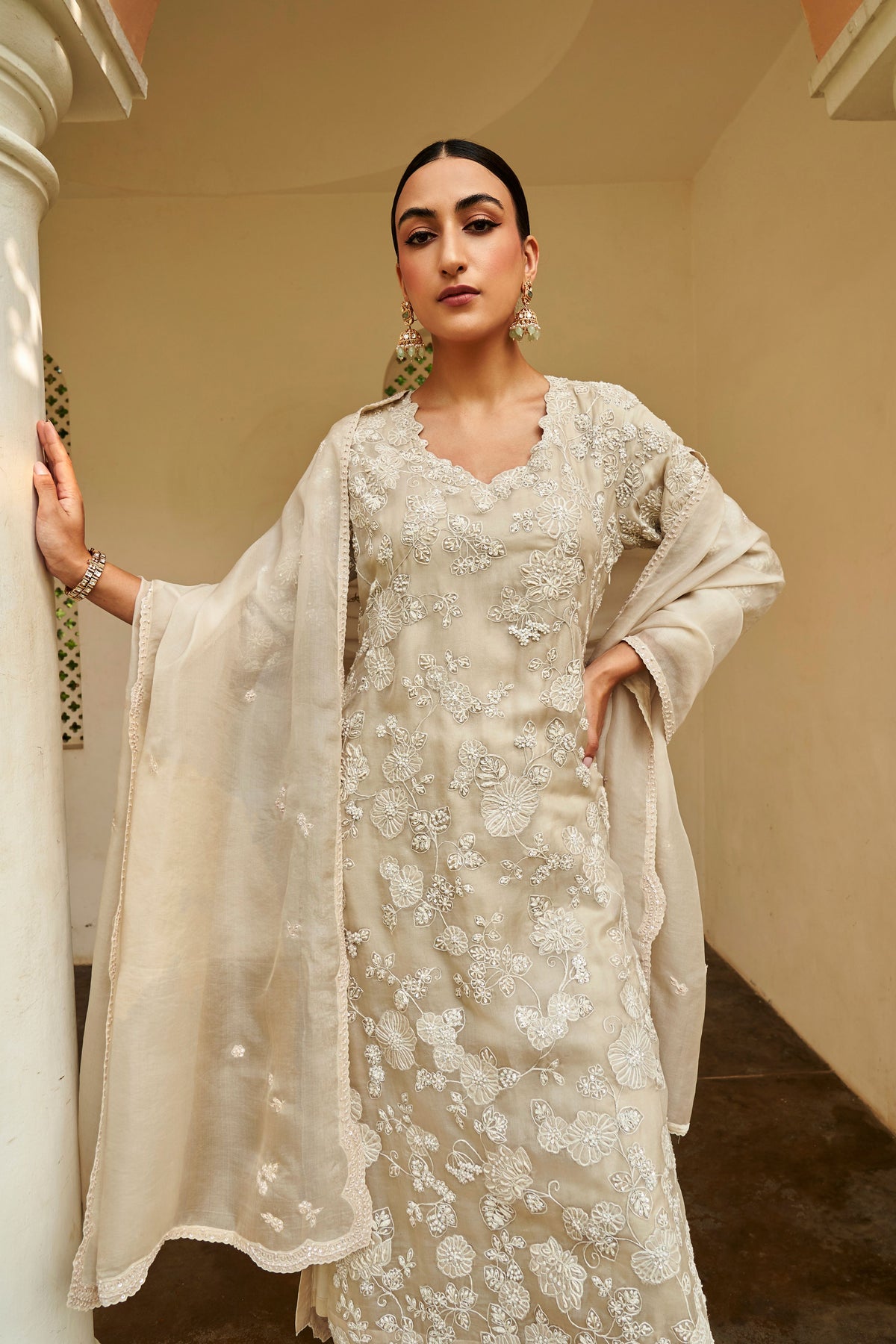 Pearl Embroidered Suit Set