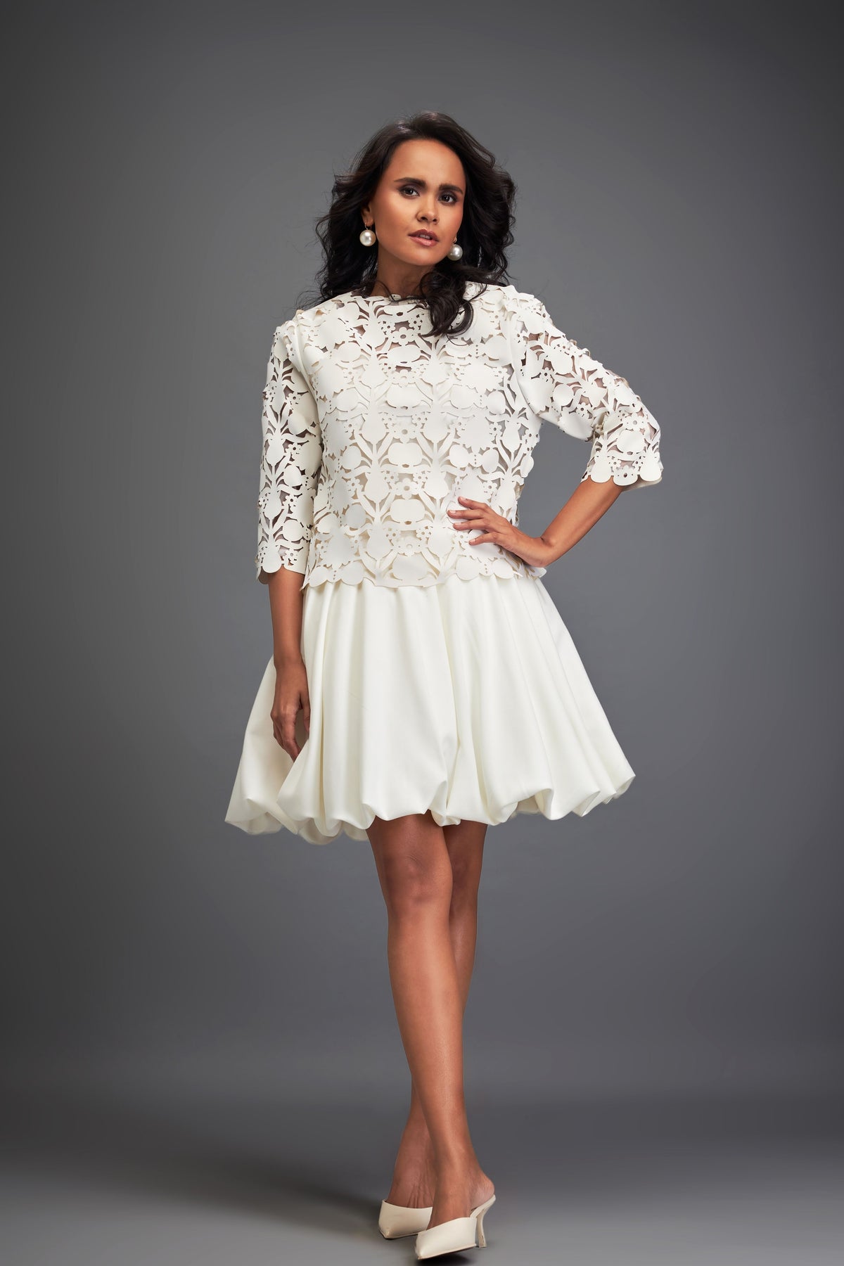 White Velvet Bubble Dress