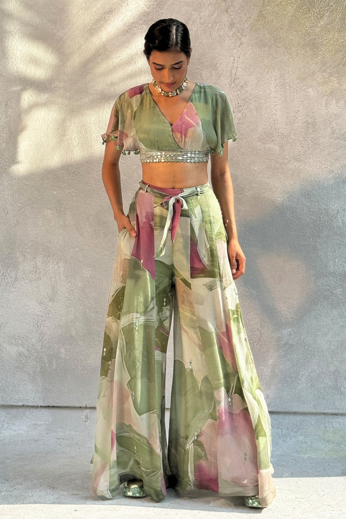 Mint Printed Palazzo Set