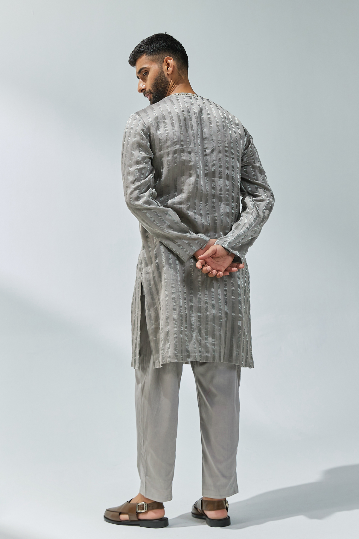 Grey Embroidered Kurta Sets