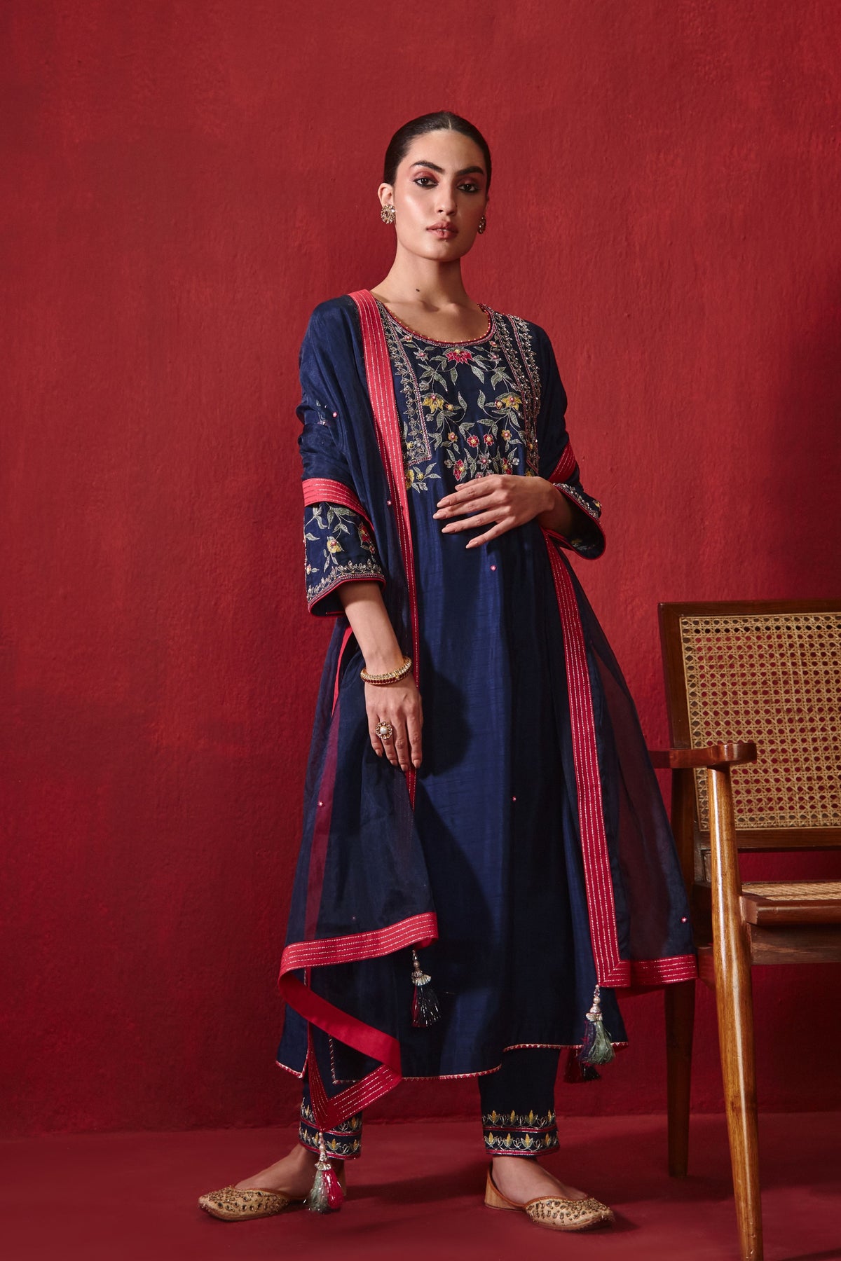 Navy Preeti Kurta Set