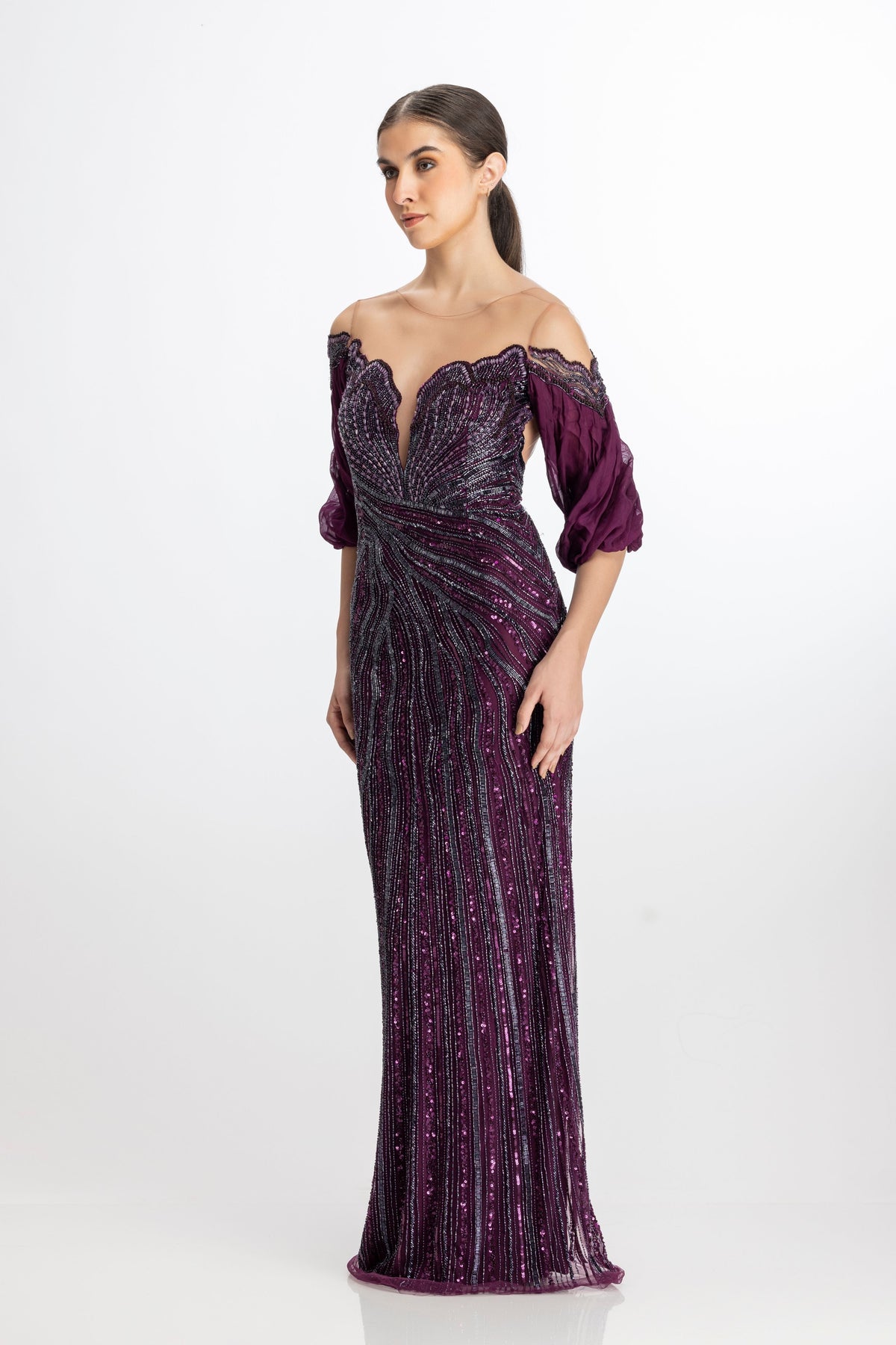 Fins Aubergerine Gown