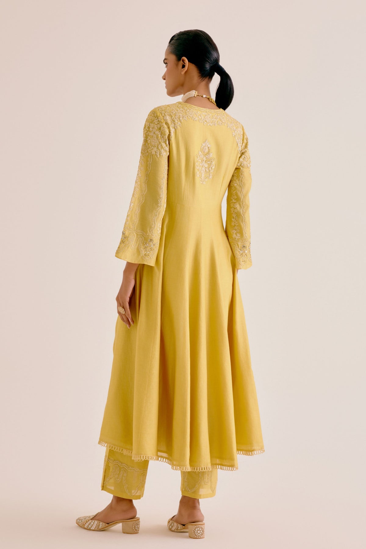 Yellow Embroidered Anarkali Set