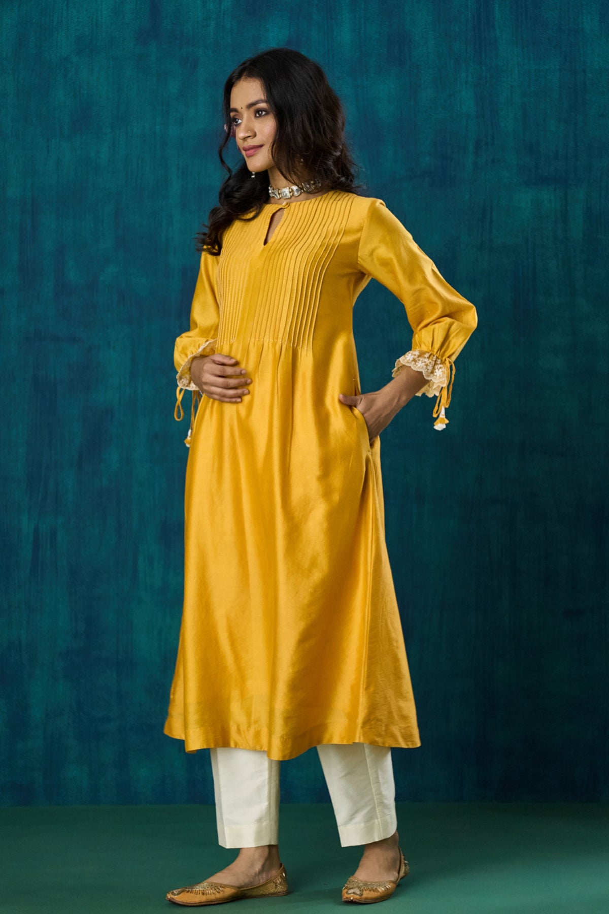 Mango Yellow Flowy Kurta Sets