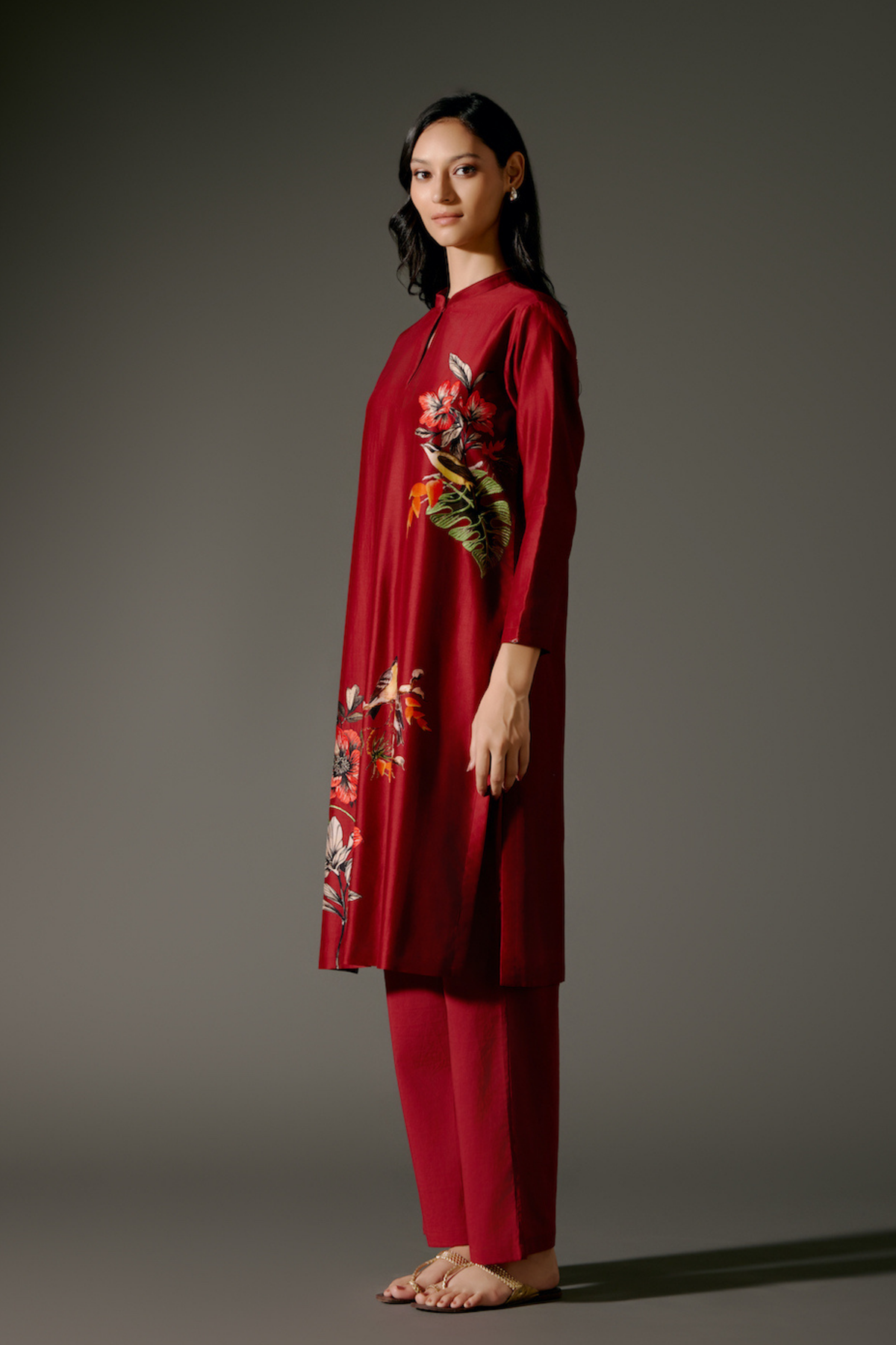 Chanderi Tunic Set Red