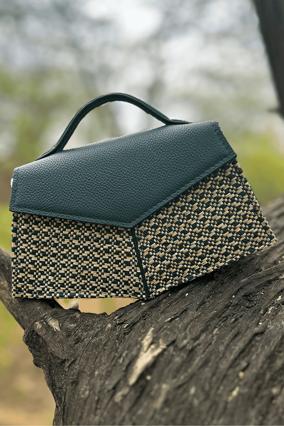 Kendal Raffia Teal Handbag