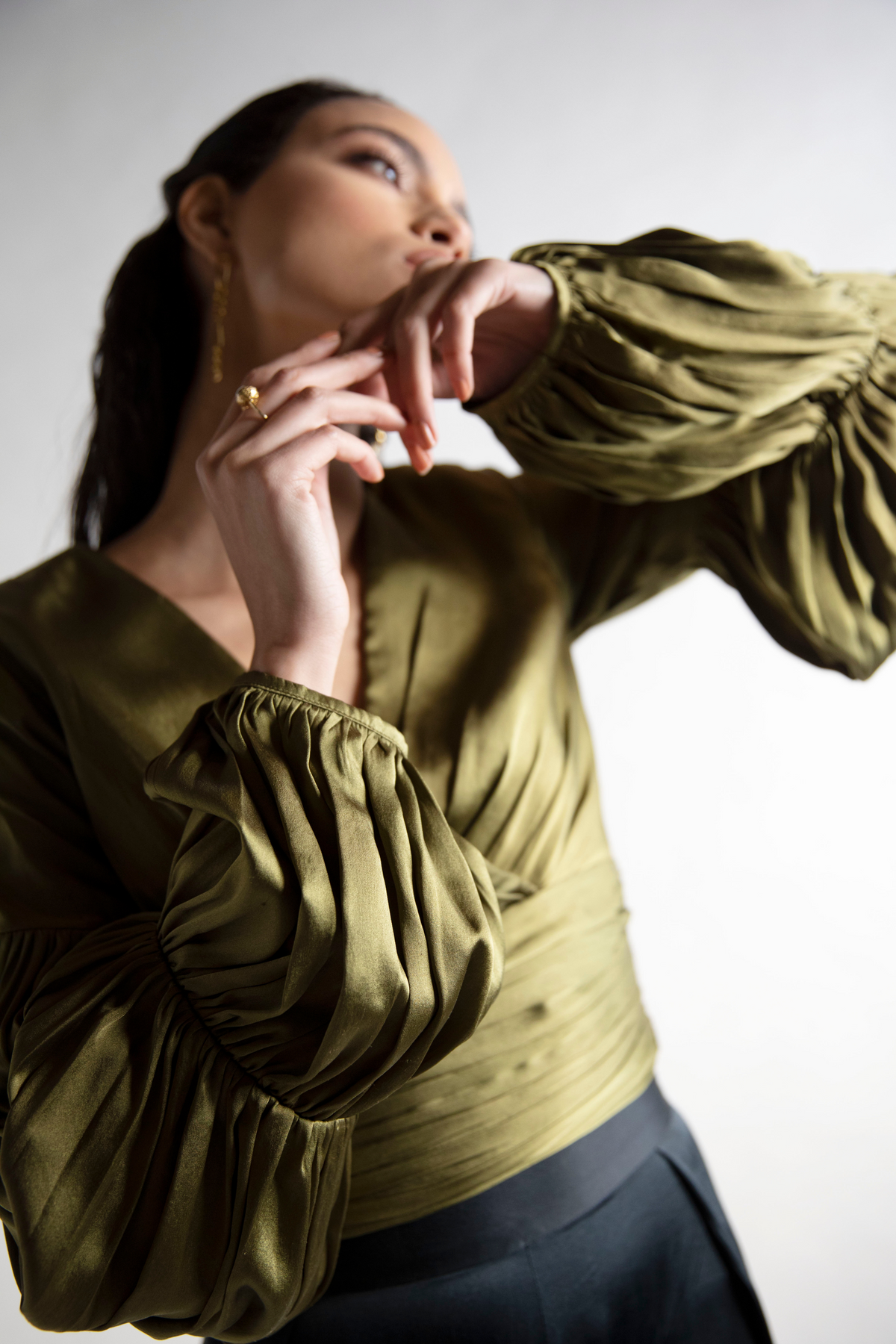 Soie Olive Green Blouse