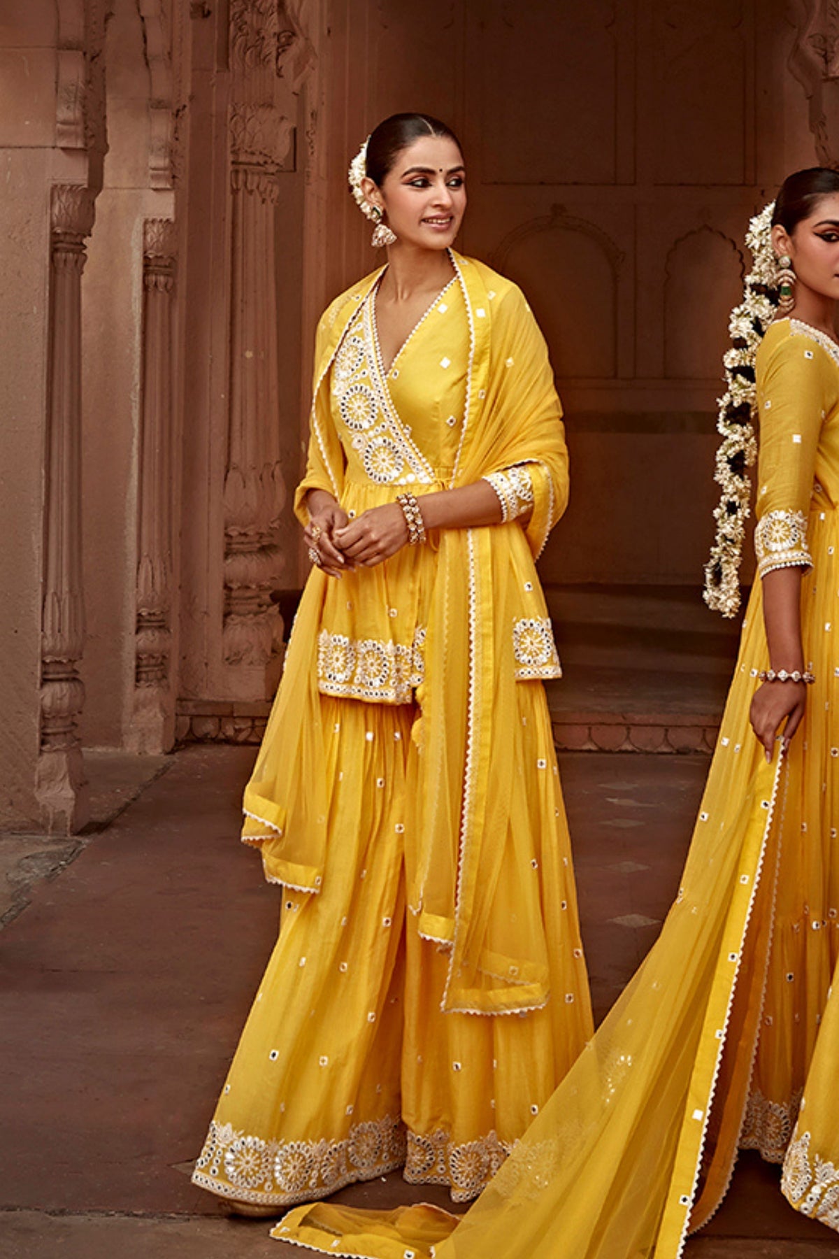 Yellow Circle Sharara Set