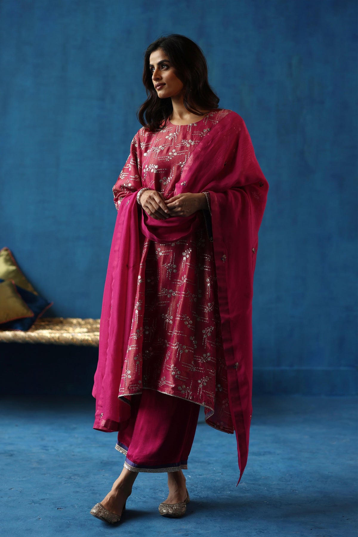 Fuchsia Aam Panna Kurta Set