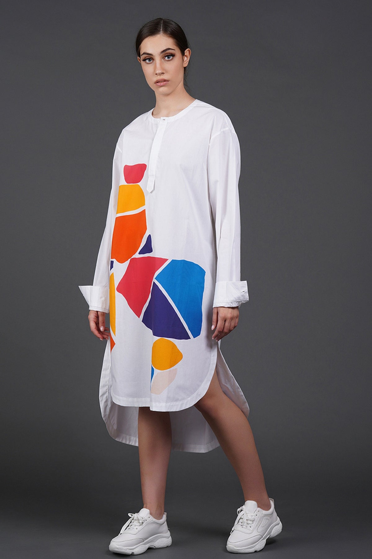 Offwhite Cotton Digtal Print Dress