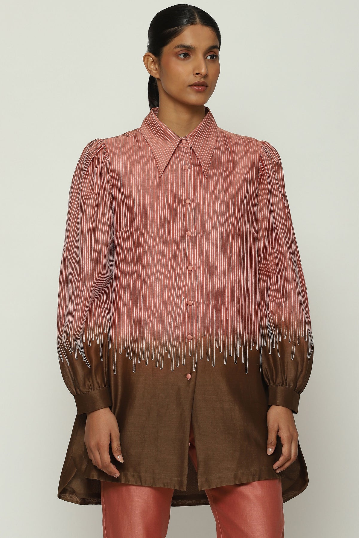 Ombre Crewel Embroidery Shirt