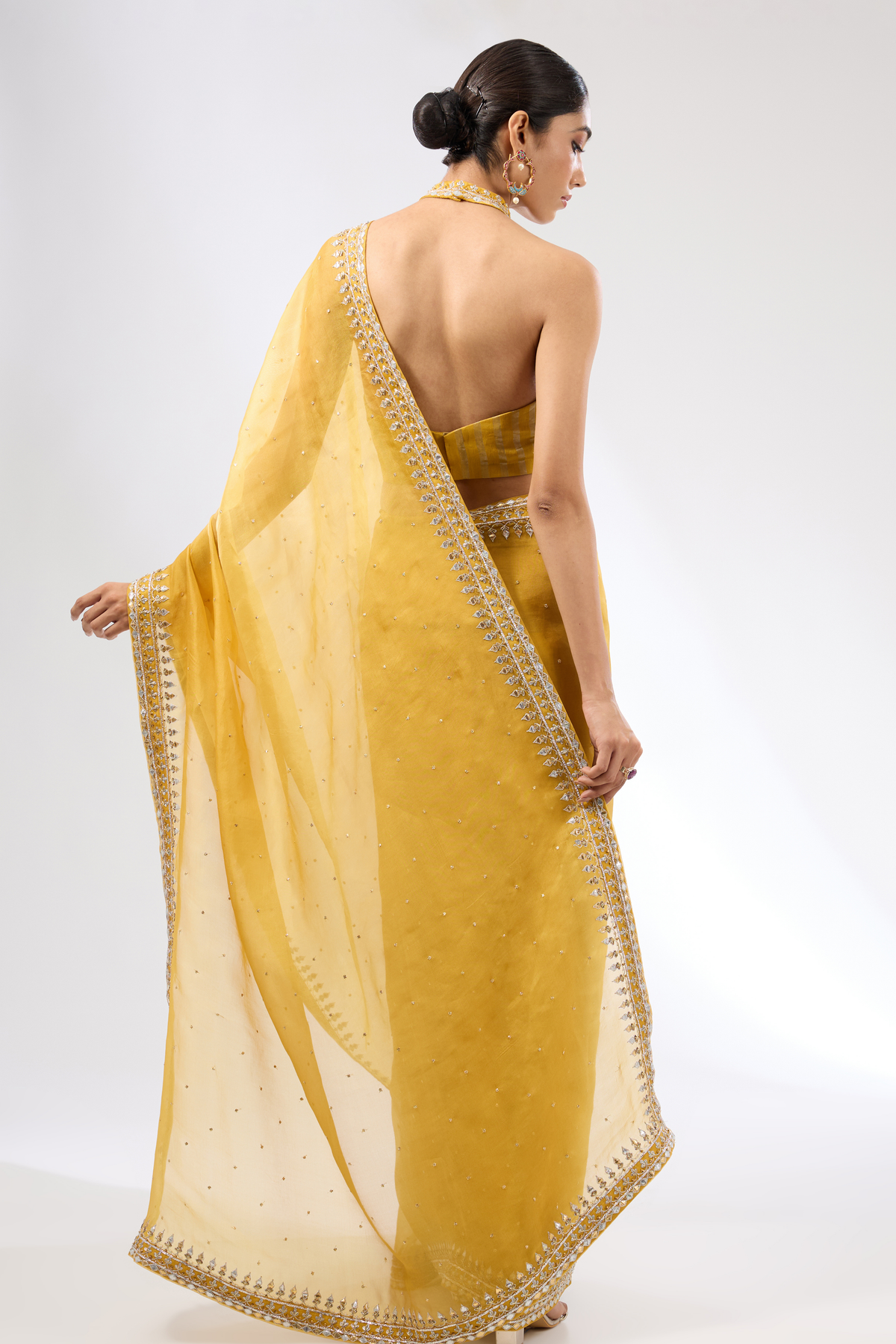 Gota Patti Mustard Saree Set