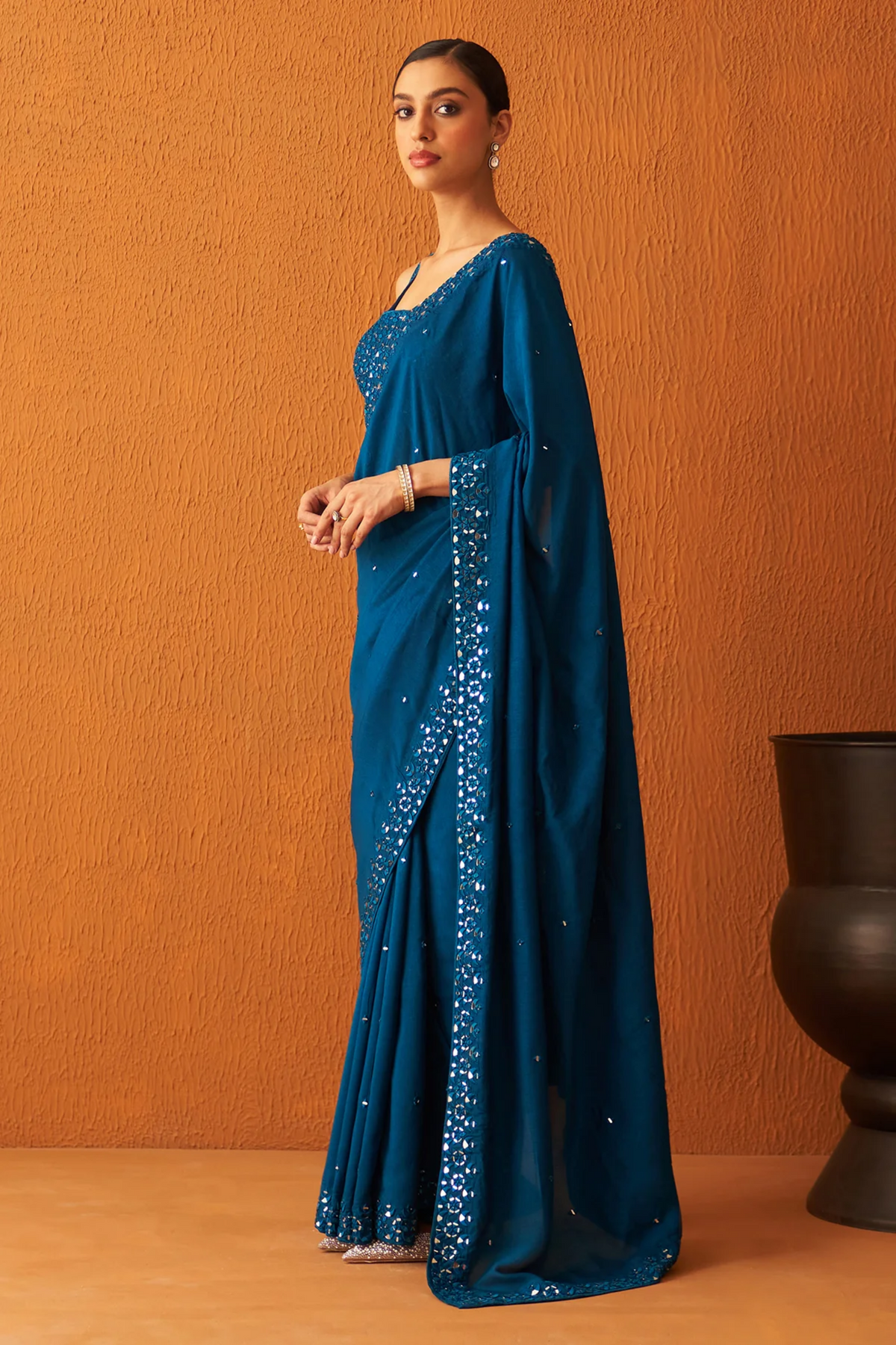 Peacock Blue Silk Saree