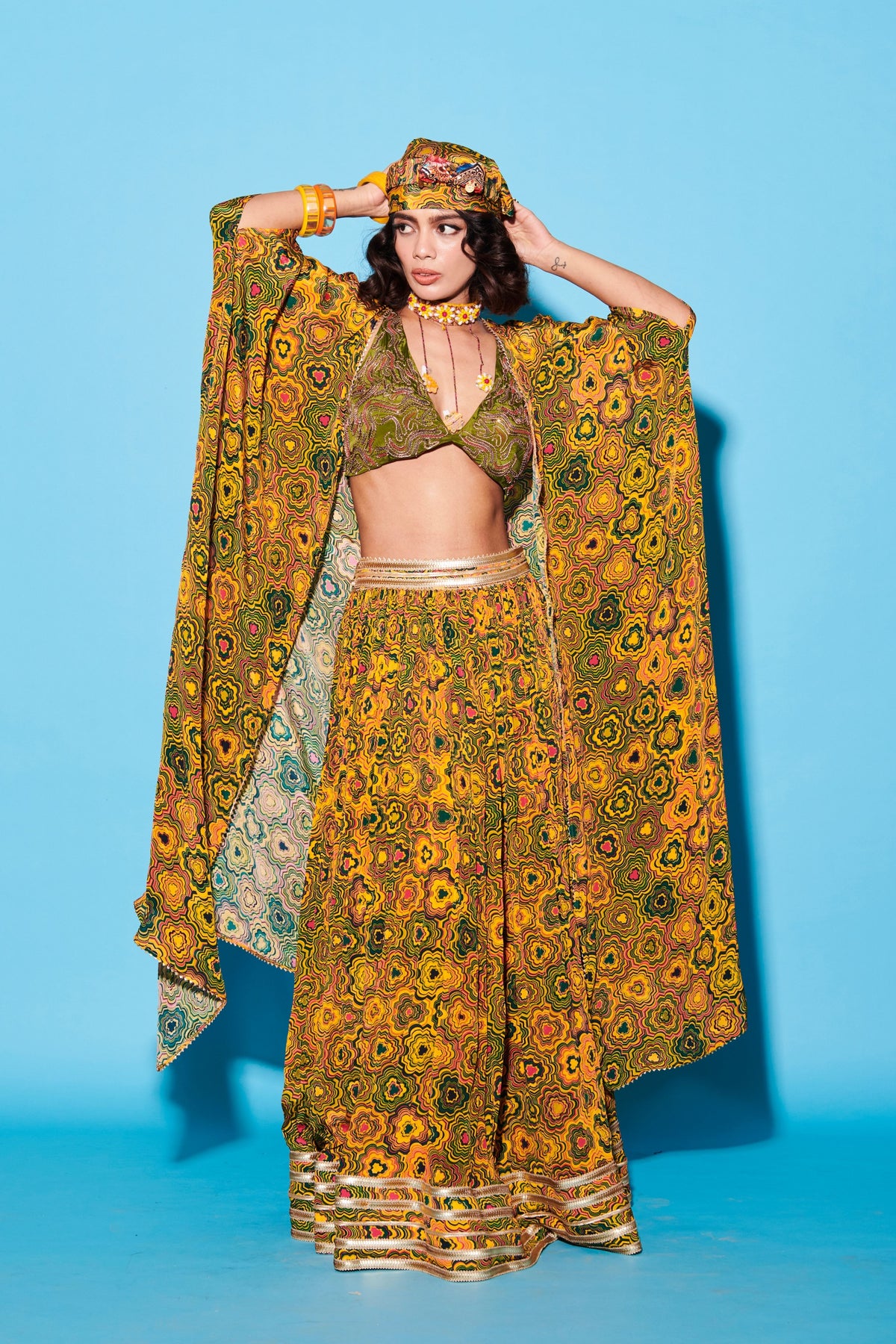 Yellow Pinwheel Lehenga