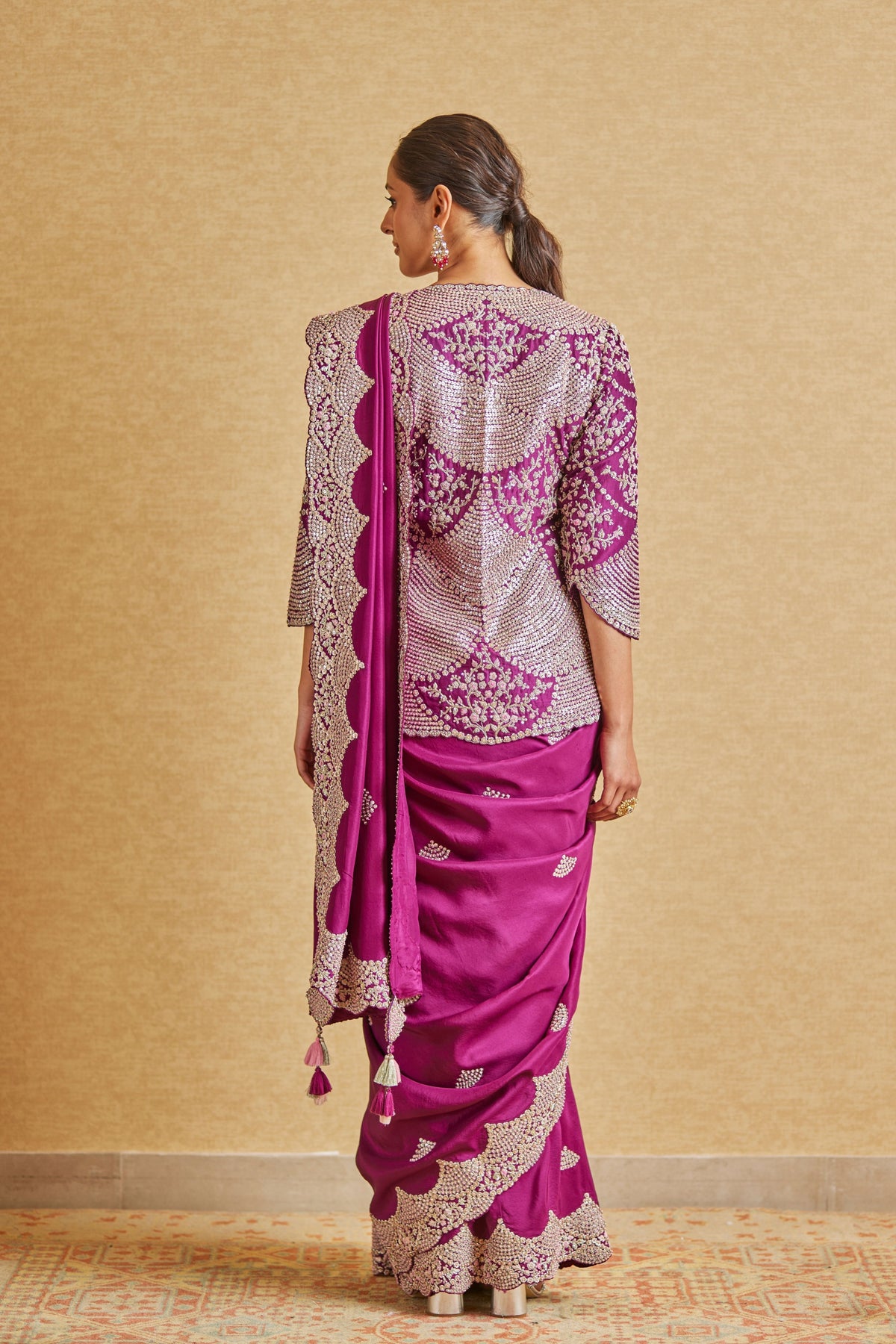 Aubergine Embroidered Saree