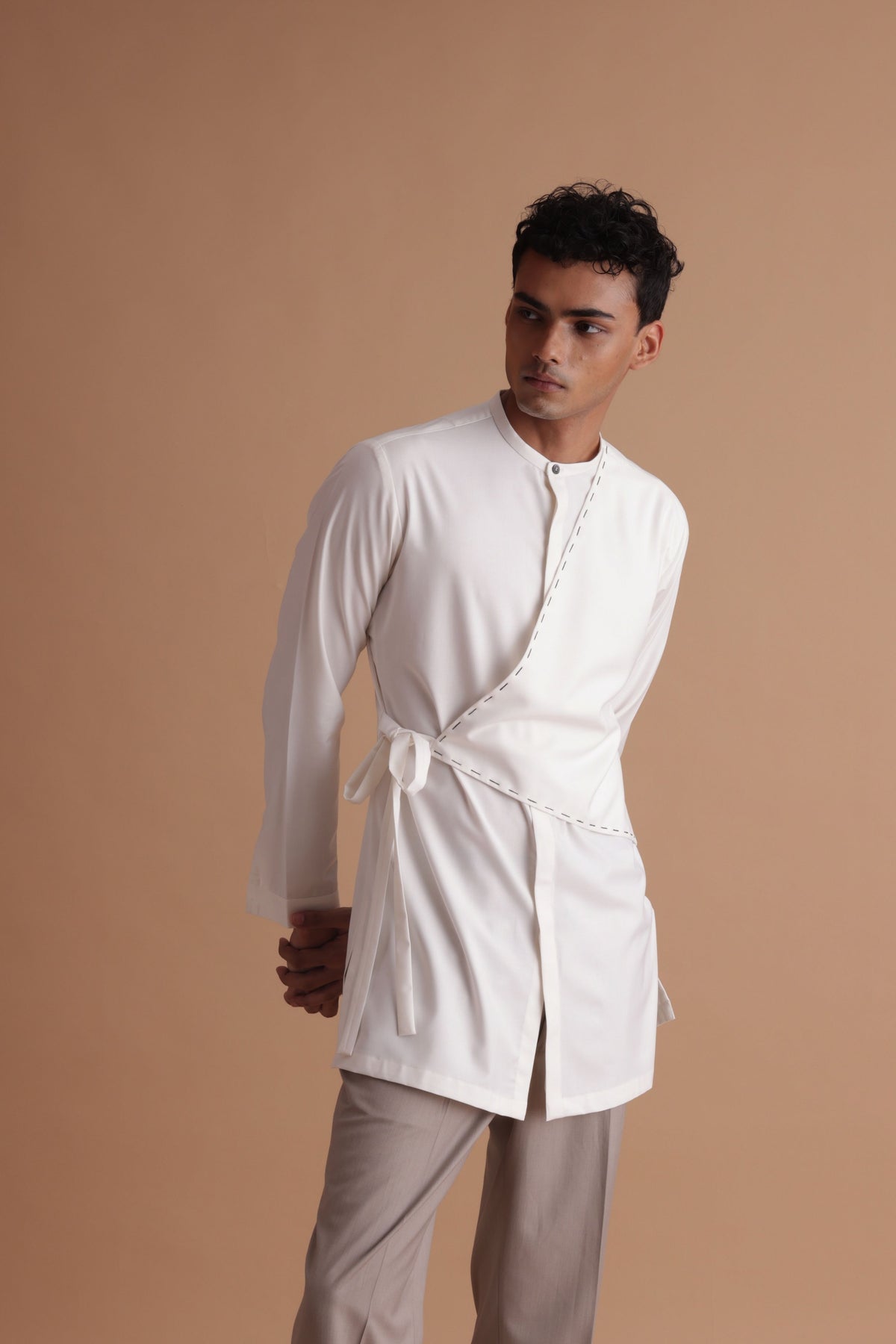 White Tie up Kurta