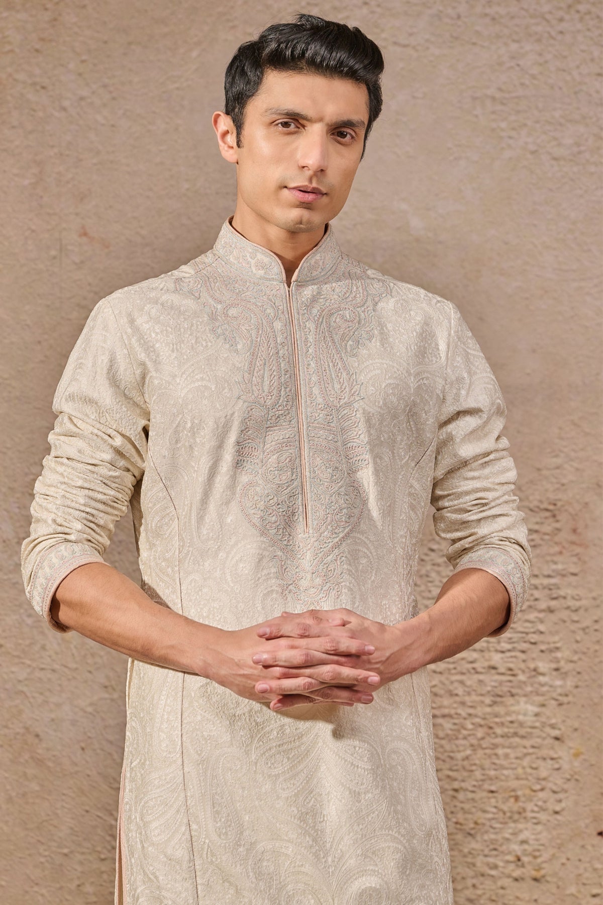 Self-textured Embroidered Kurta