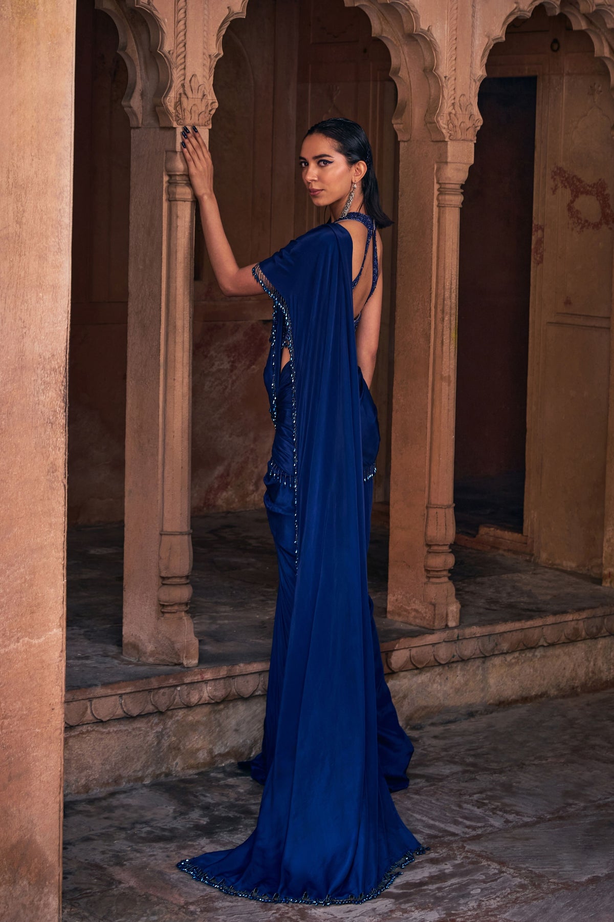 Dark Blue Saree Set