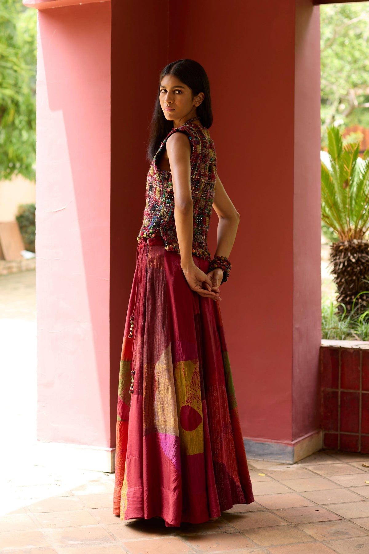 Multicolor Overdyed Jacket Lehenga Set