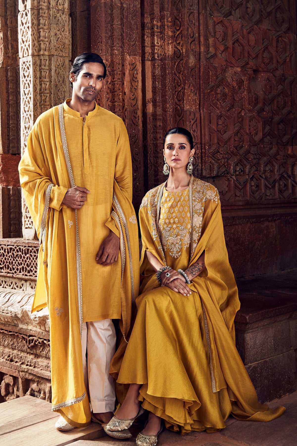 Turmeric Cape with Kurta Set