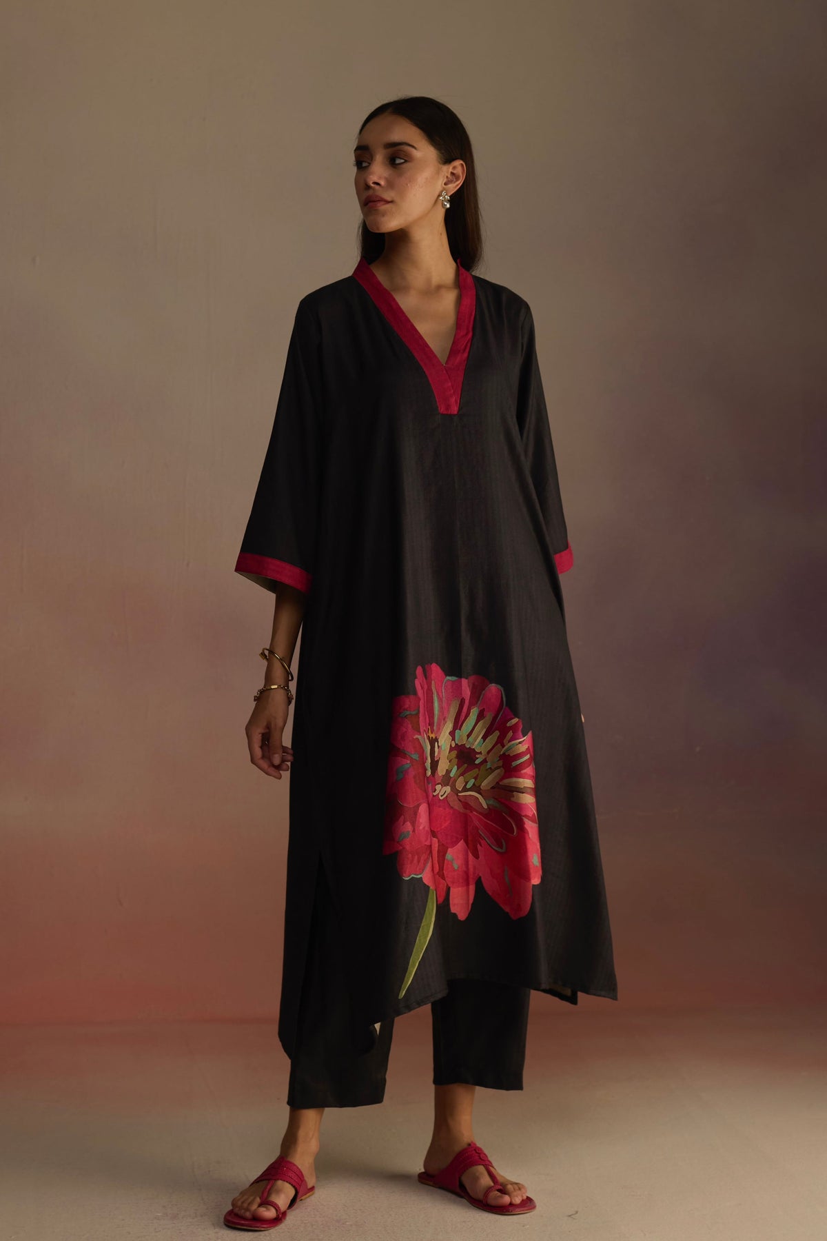 Woodapple Black Kurta