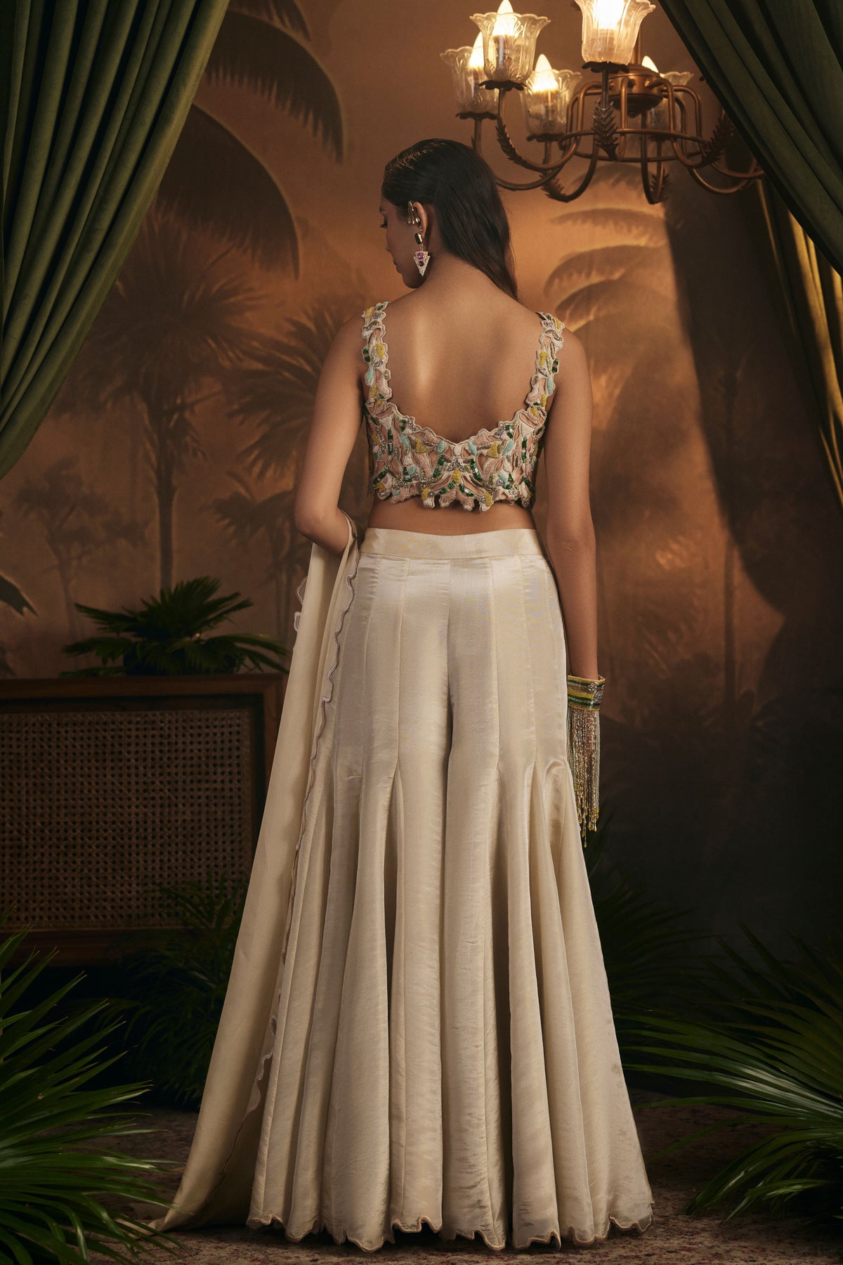 Champagne Embroidered Sharara Set