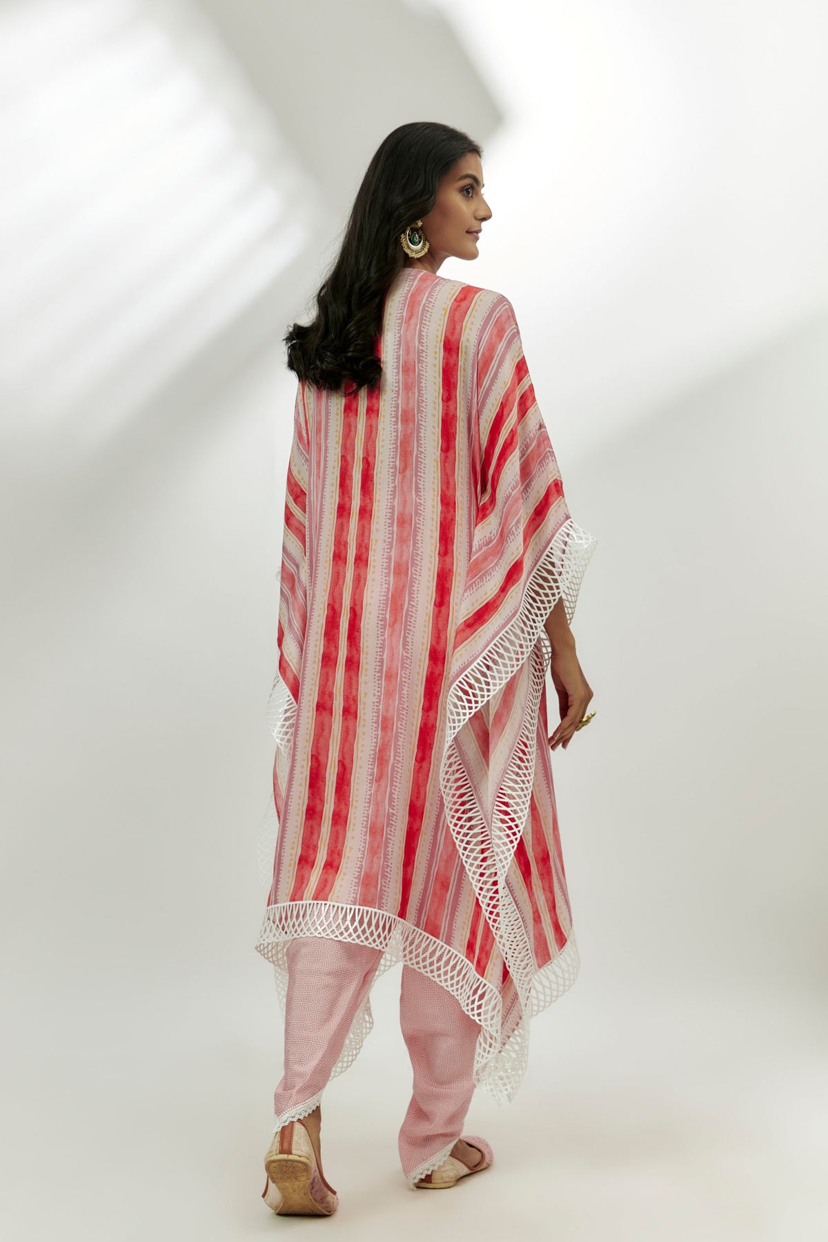 Pastel Pink Printed Kaftan Set