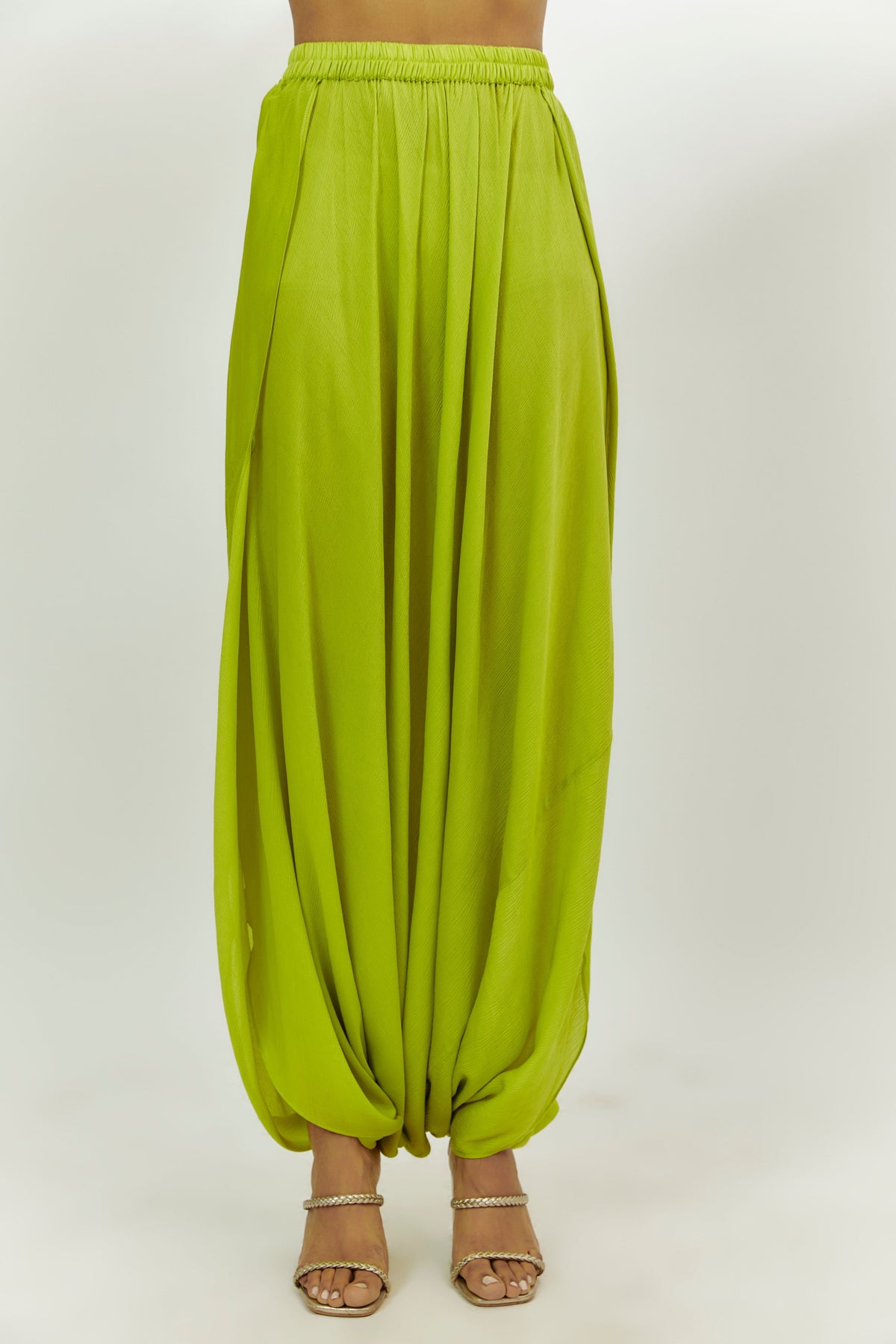 Lime Green Embroidered Short Kurta Set