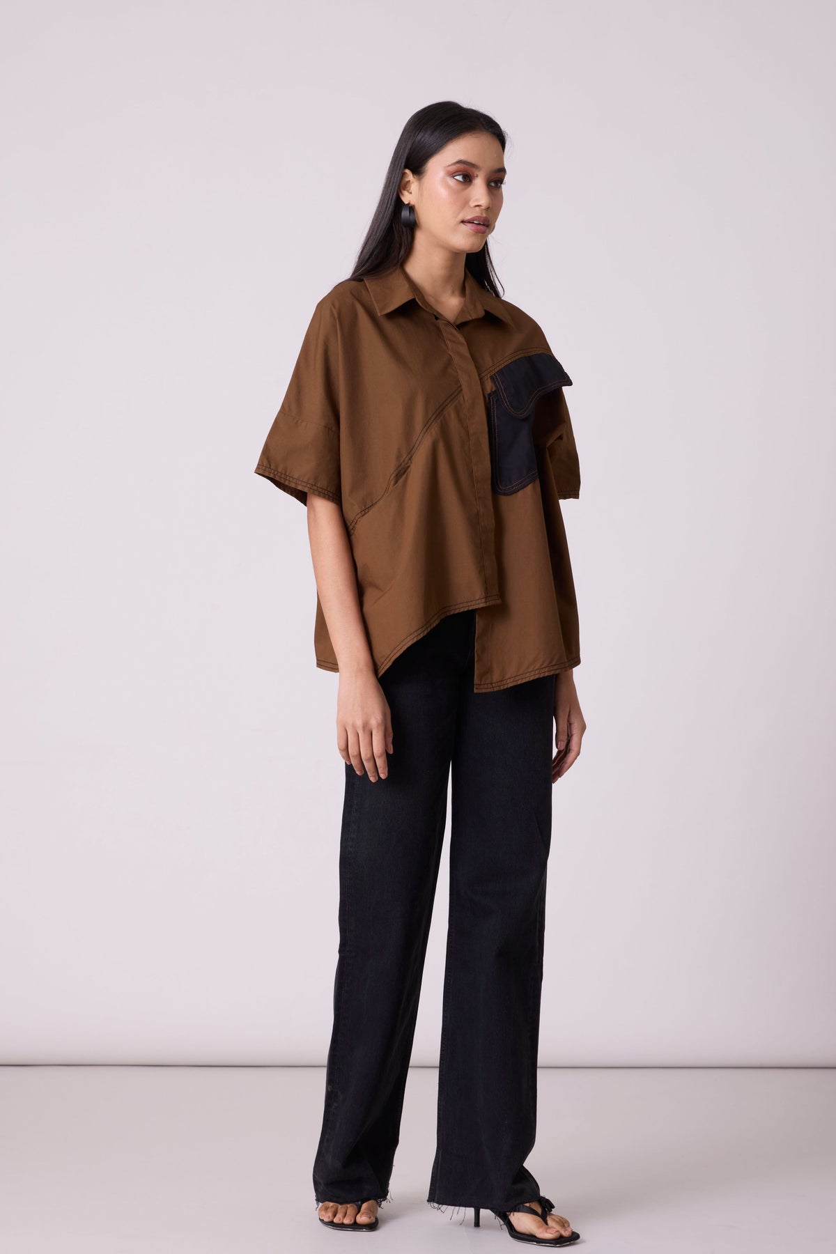 Andrea Olive Brown Shirt