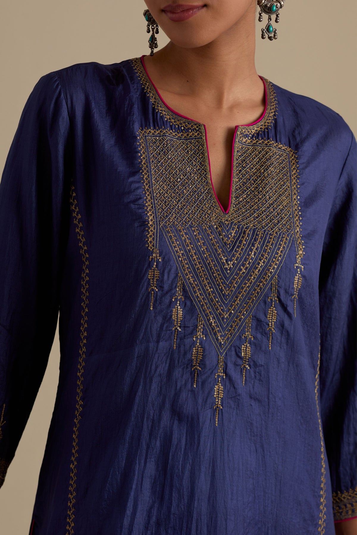 Blue Silk Straight Kurta Set