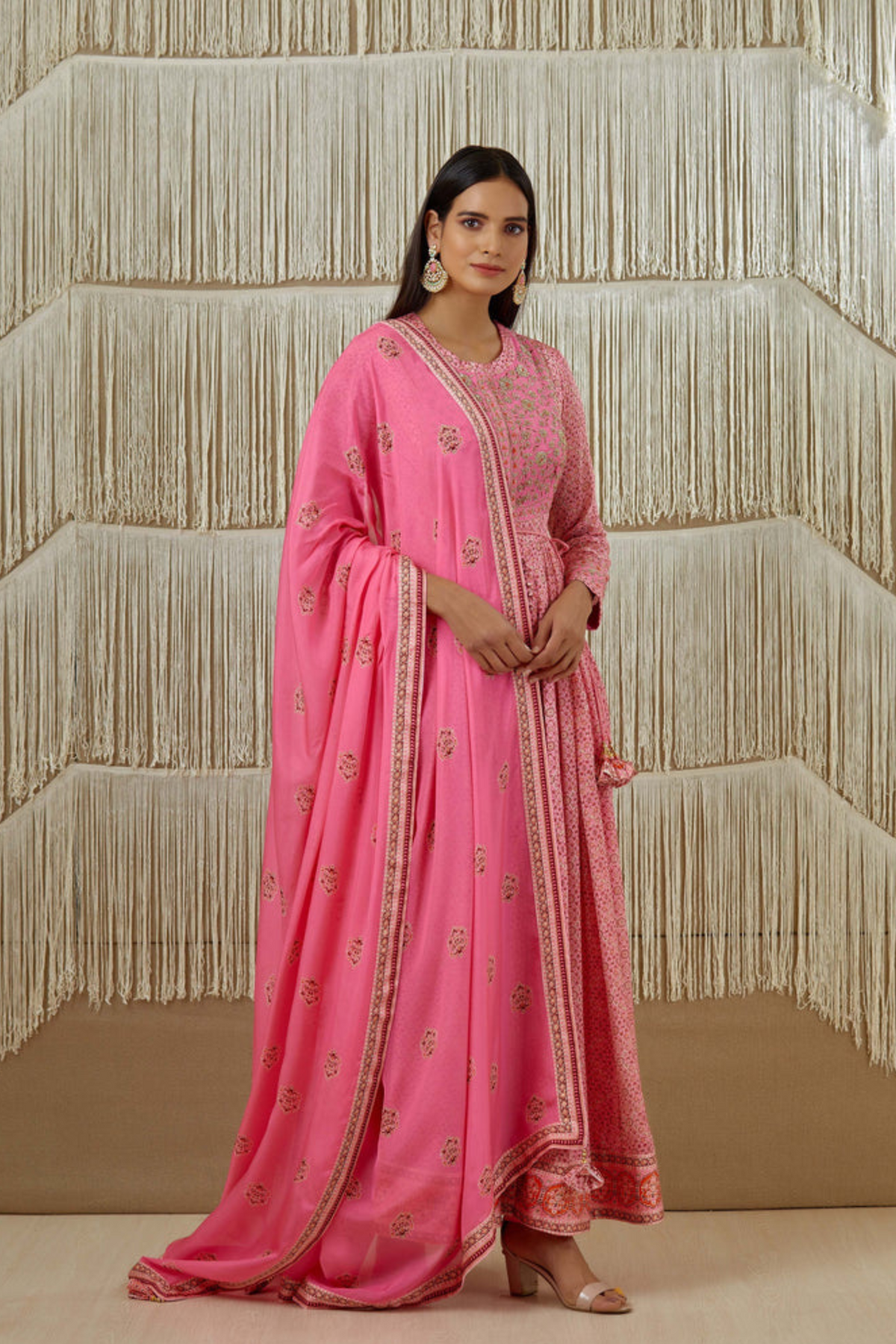 Pink anarkali set