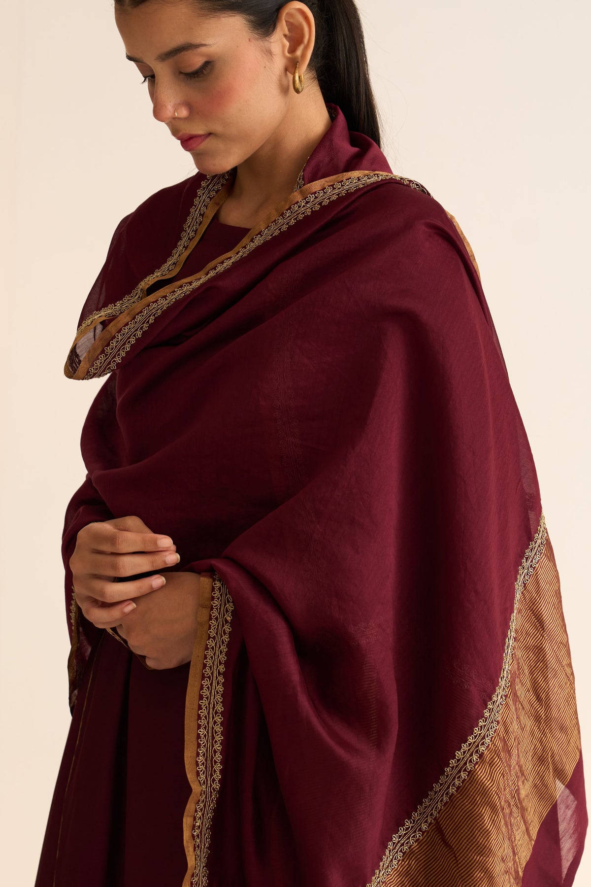 Mridini Deep Wine Dupatta