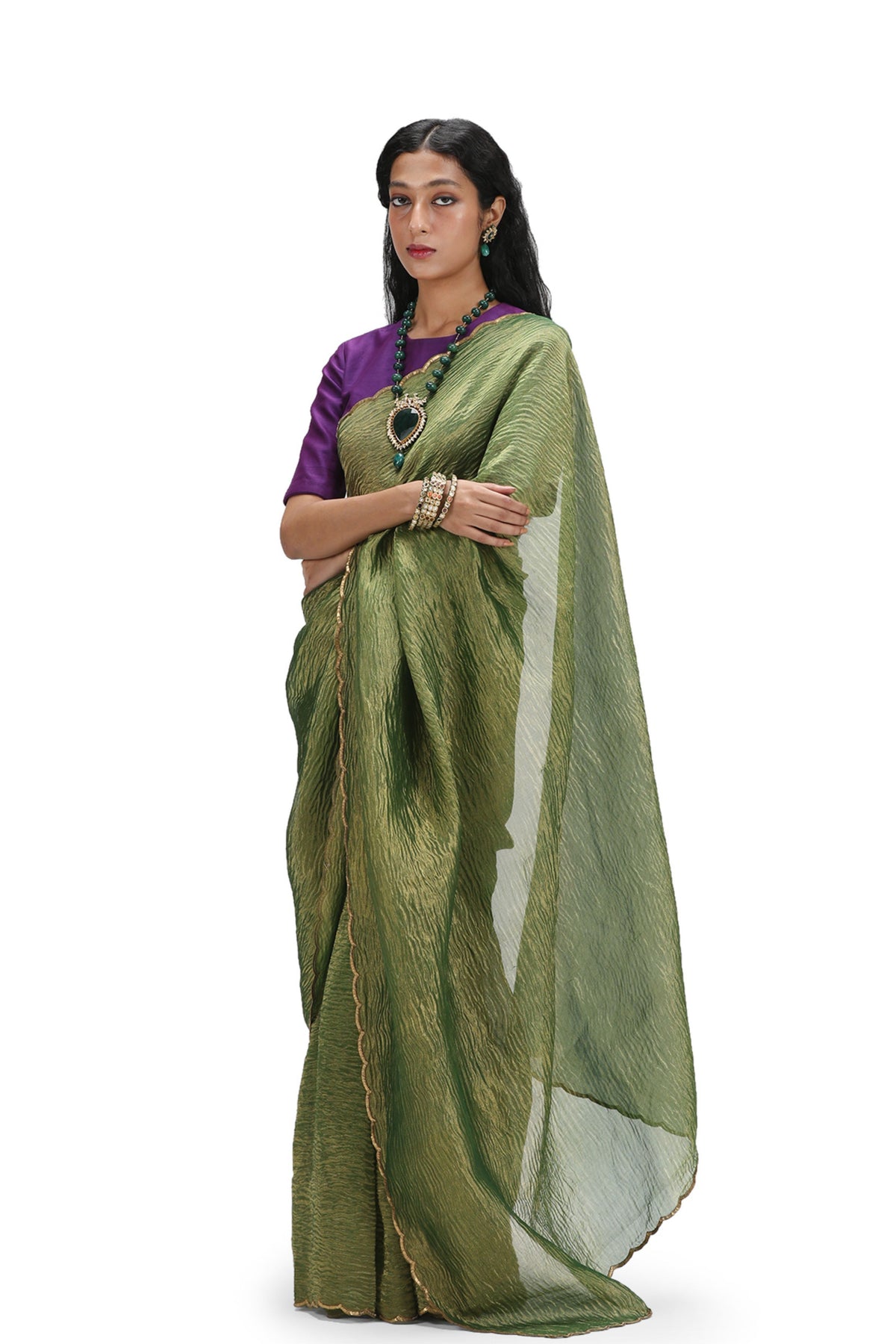 Satkirttih Olive Saree Set