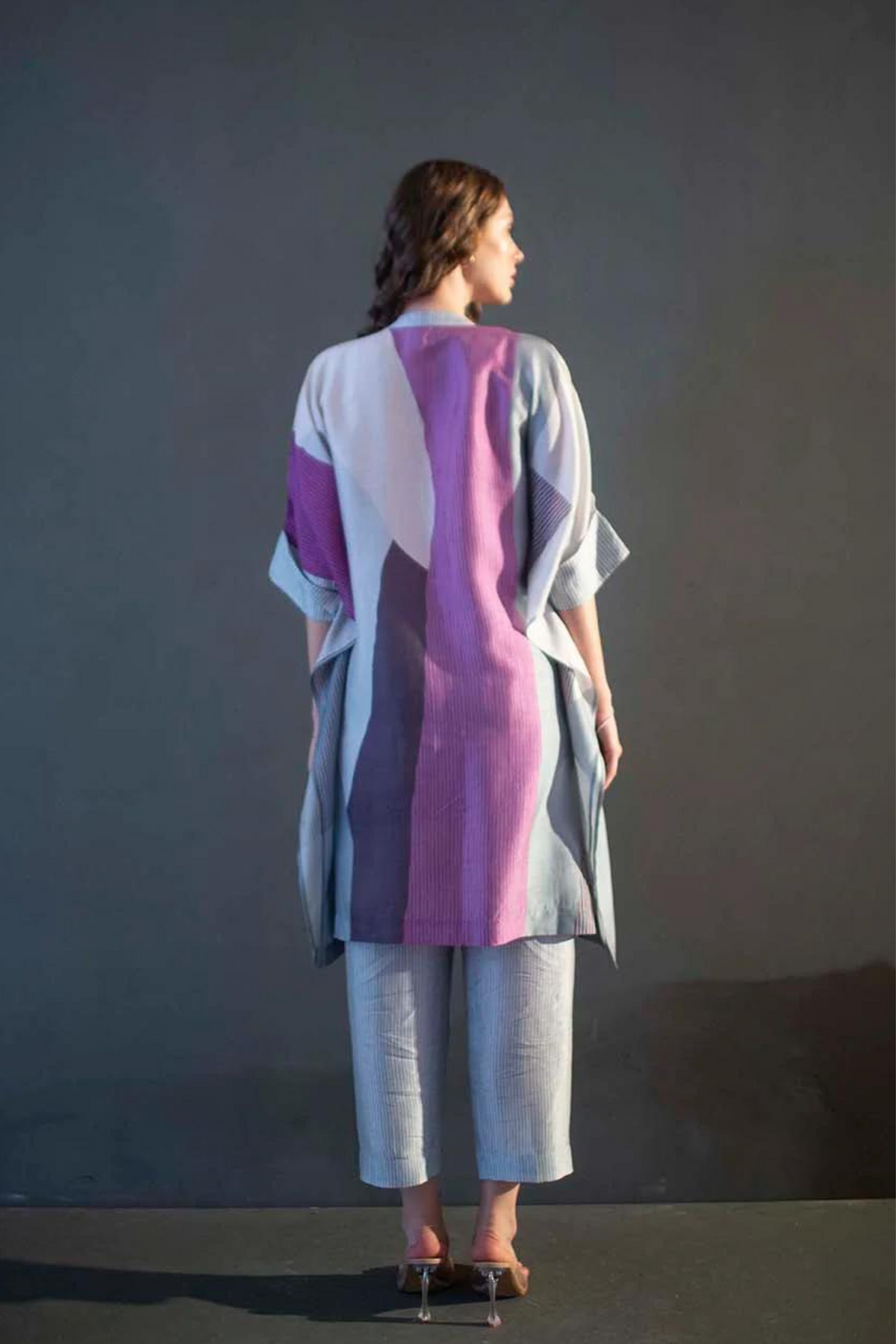 Plum Abstract Geometric Tunics Set