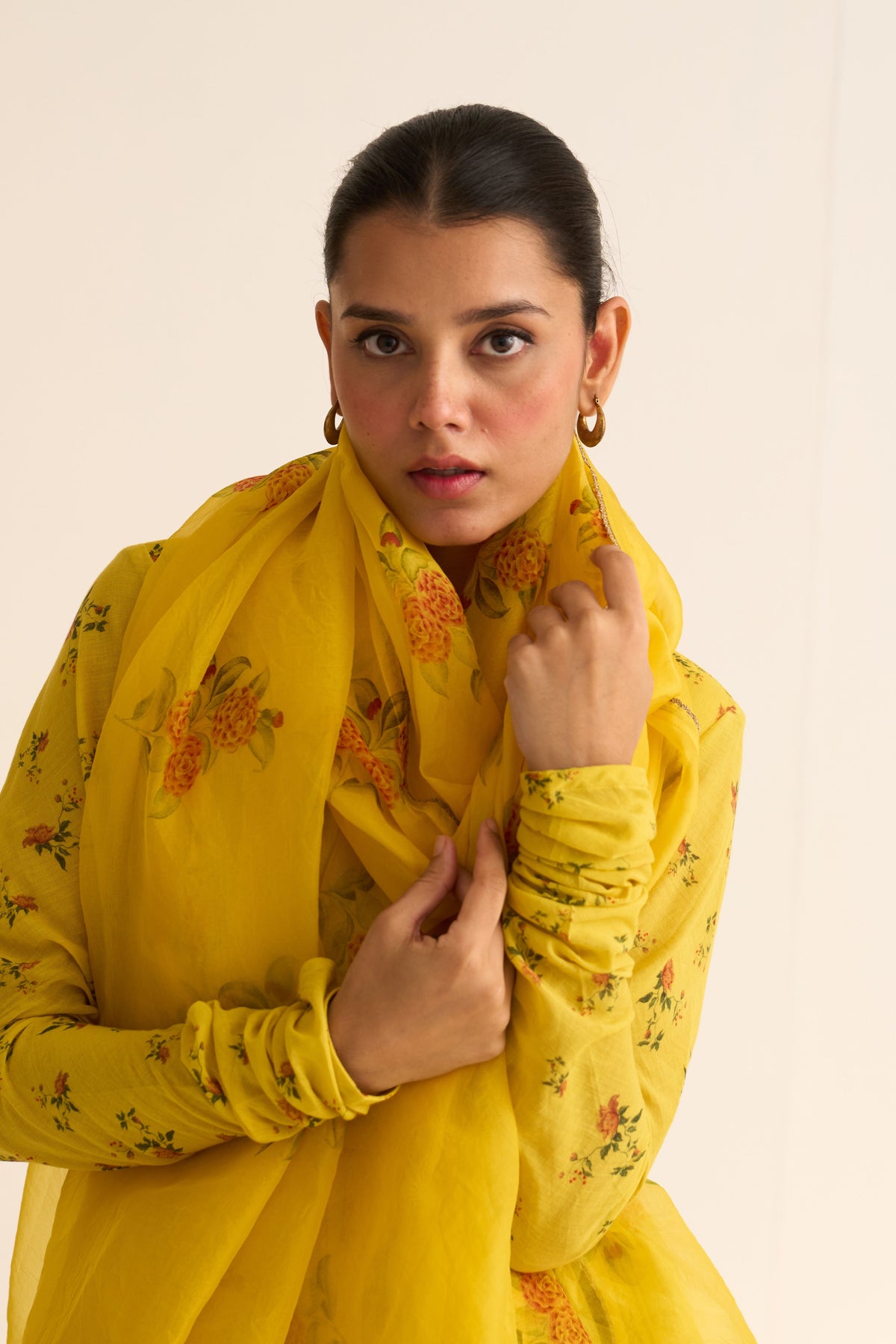 Evani Yellow Organza Dupatta