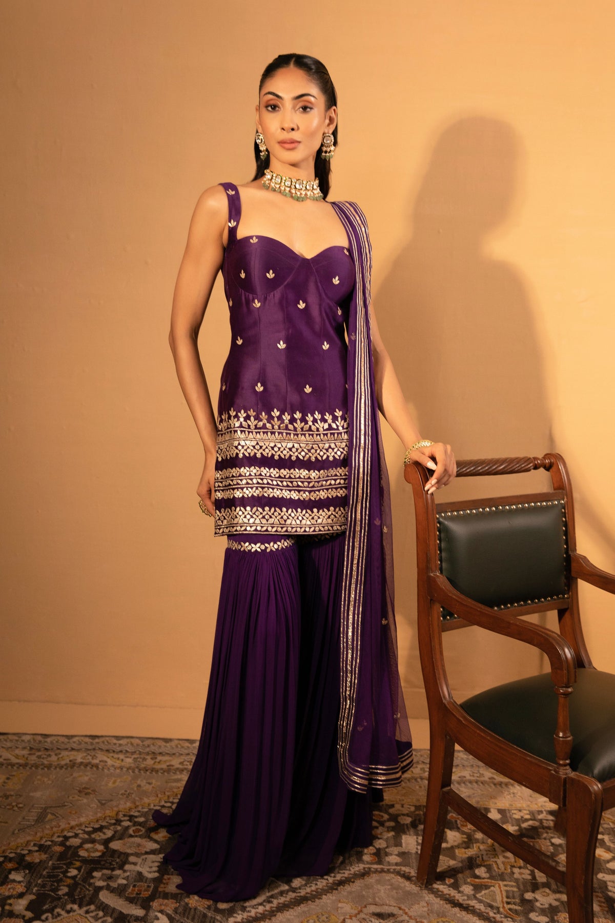 Purple Sharara Set