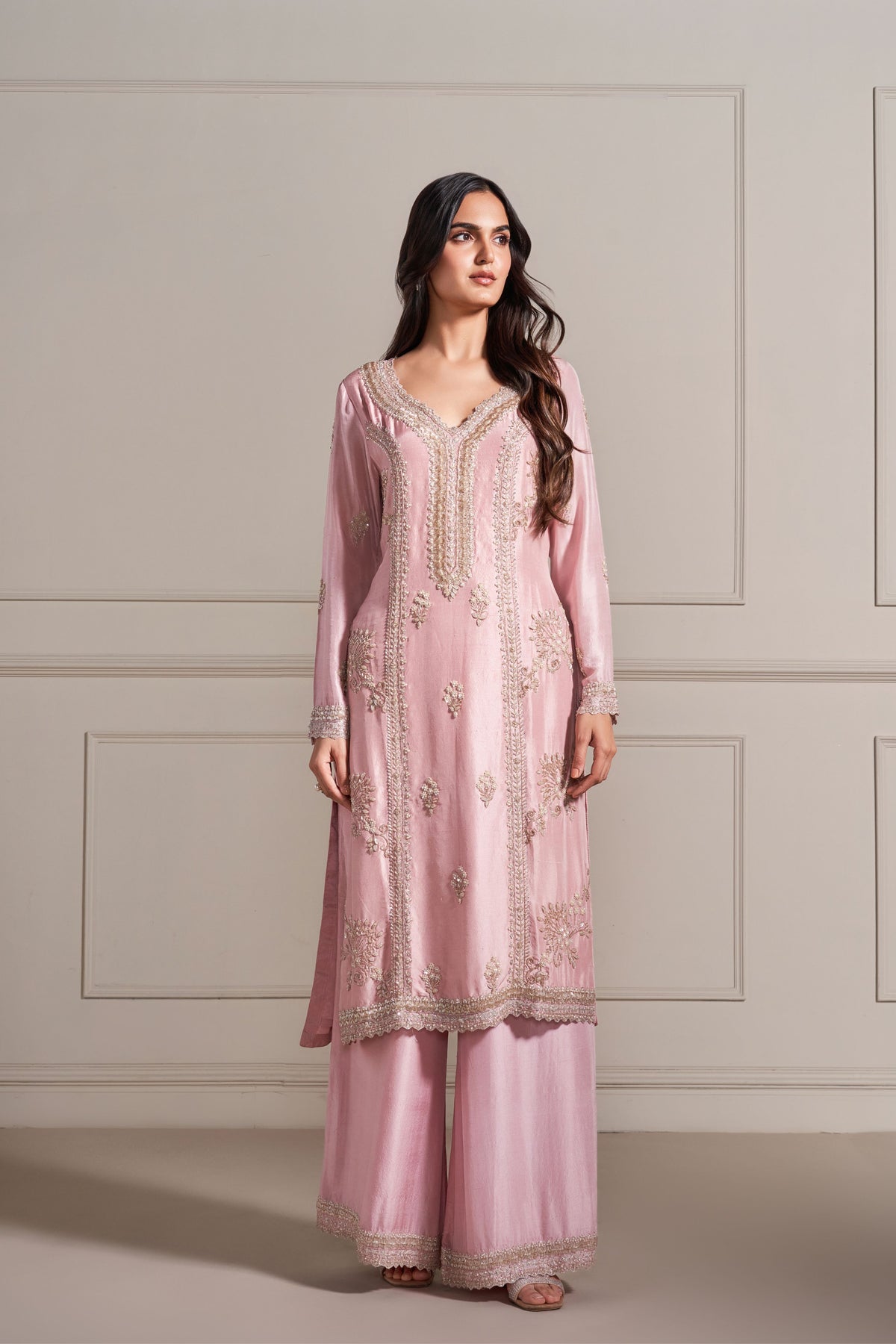 Baby Pink Embellished Kurta Set