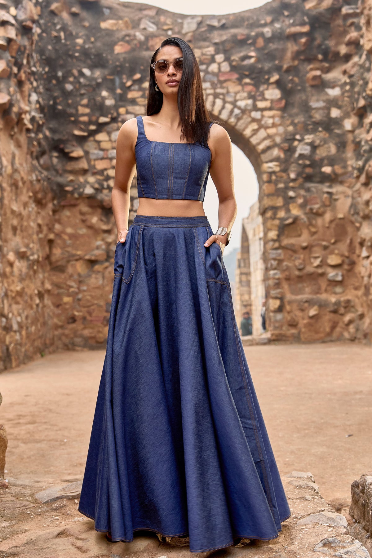 Indigo Boning Skirt Set