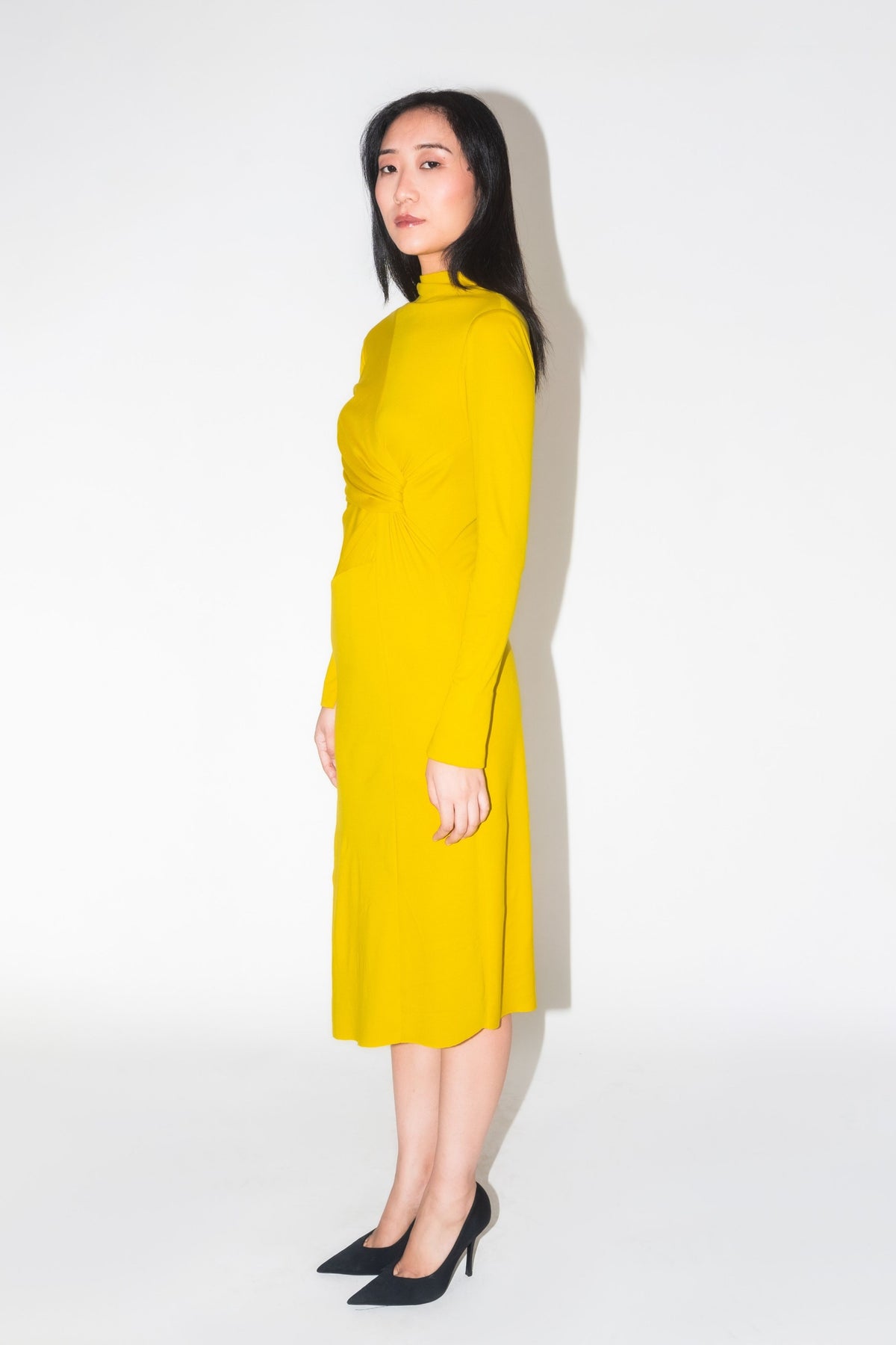 Luminous Draped Yellow Dress