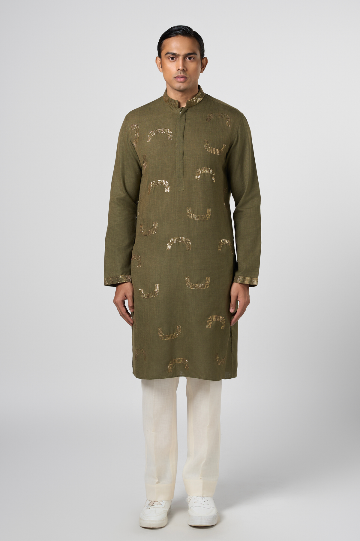 Conceptual Pitta Olive Kurta