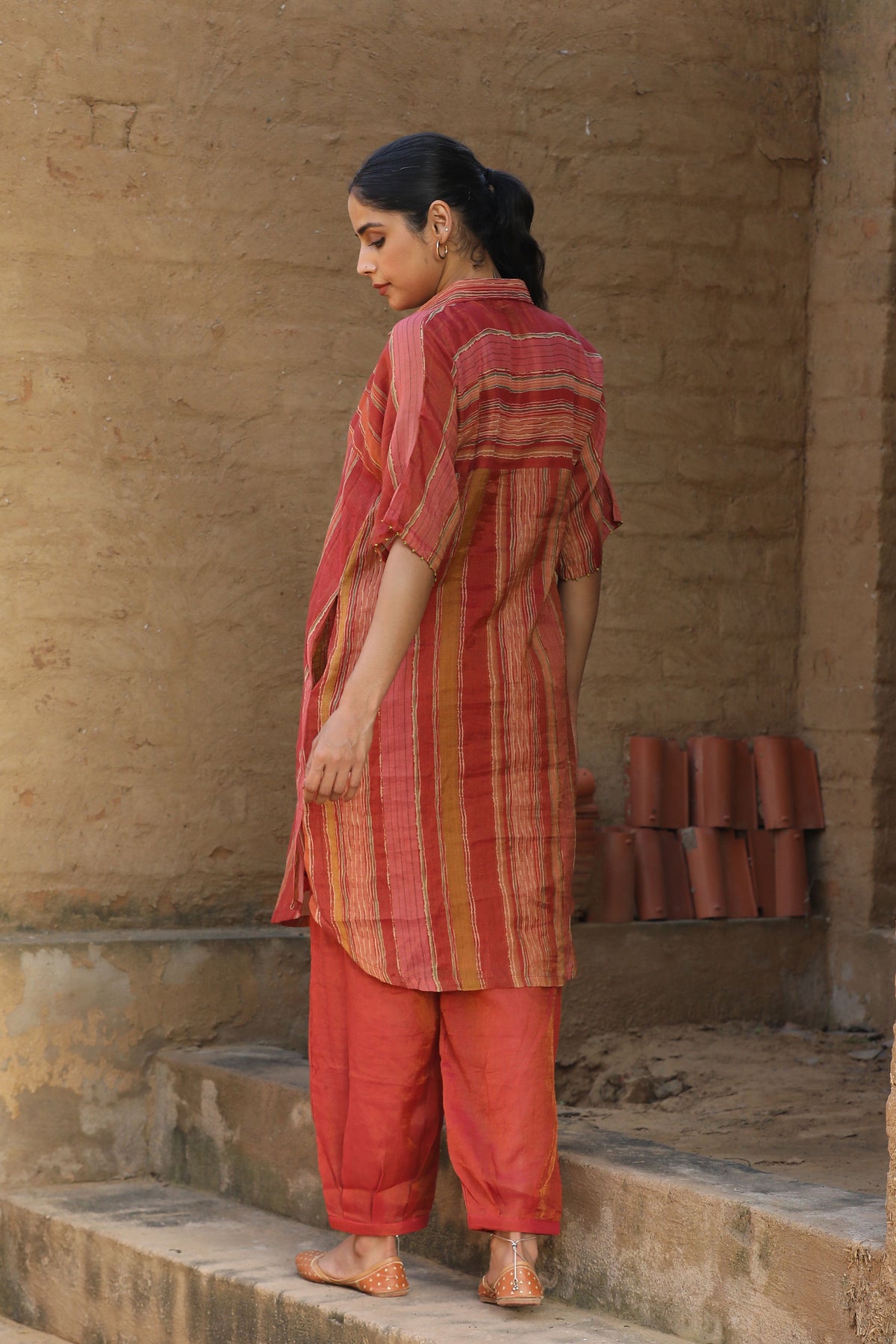 Rust Red Shirt Tunic Set